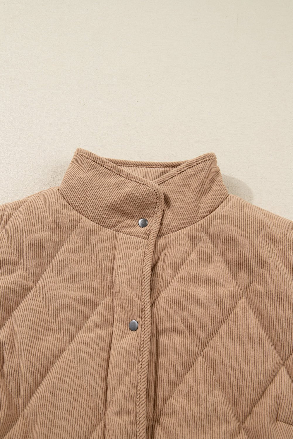 Plus Size Quilted Corduroy Snap Button Vest Jacket - Rooted & Reckless Co.