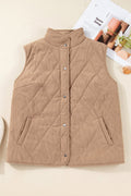 Plus Size Quilted Corduroy Snap Button Vest Jacket - Rooted & Reckless Co.