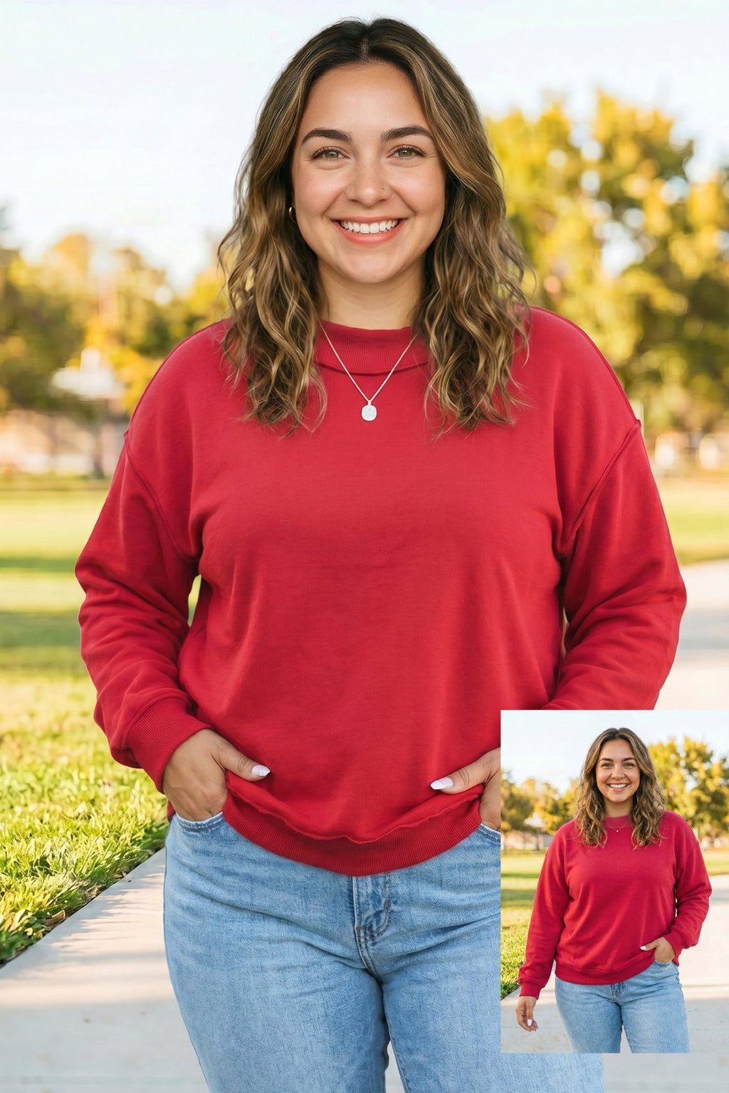 Plus Size Reversible Exposed Seam Double Wear Sweatshirt - Rooted & Reckless Co.