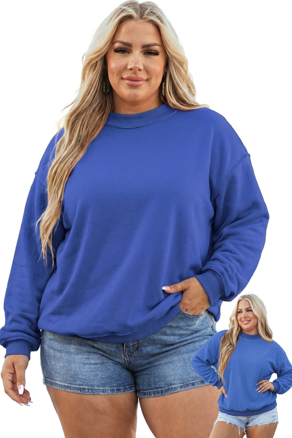 Plus Size Reversible Exposed Seam Double Wear Sweatshirt - Rooted & Reckless Co.