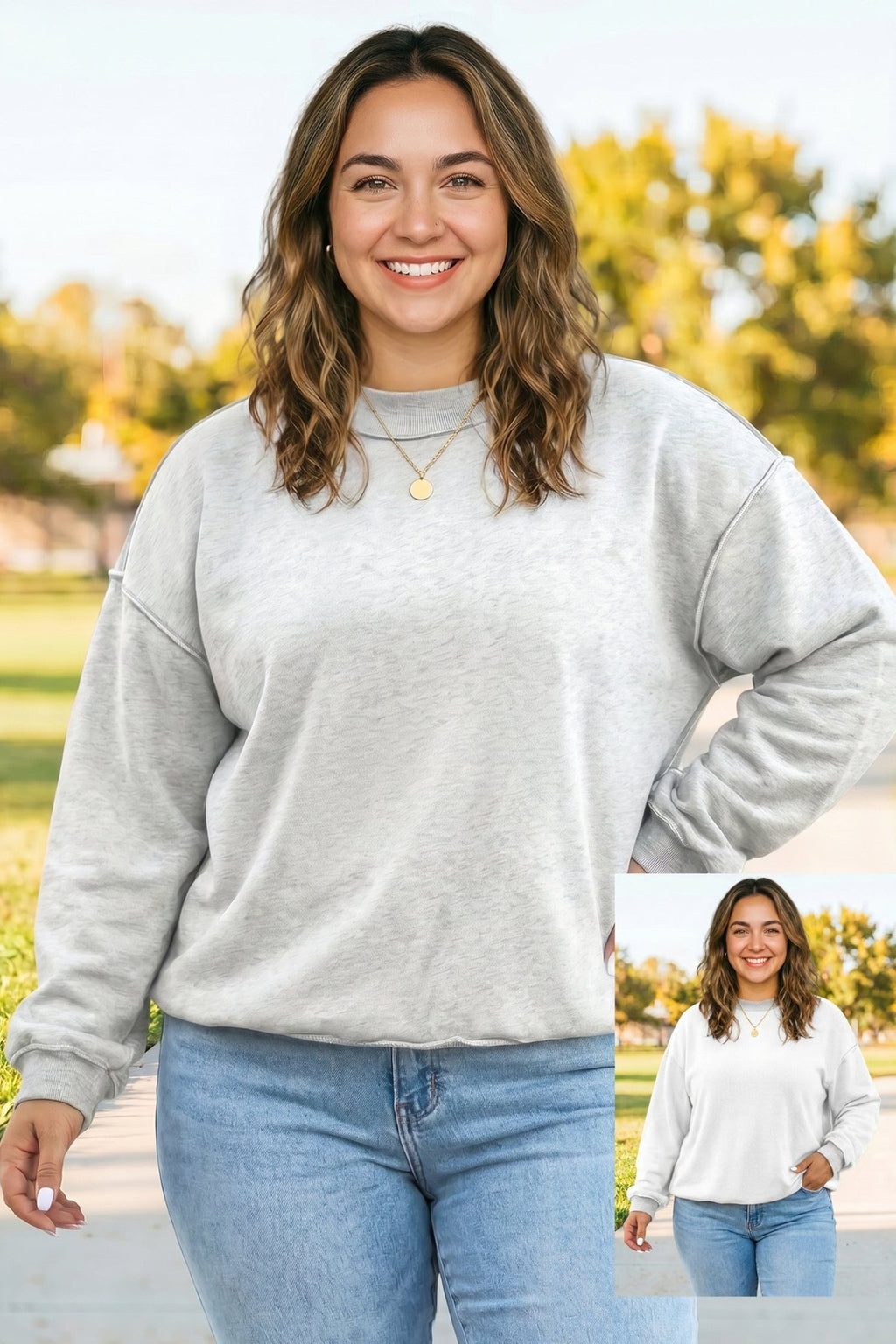Plus Size Reversible Exposed Seam Double Wear Sweatshirt - Rooted & Reckless Co.