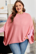 Plus Size Ribbed Knit Crewneck Poncho Sweater - Rooted & Reckless Co.