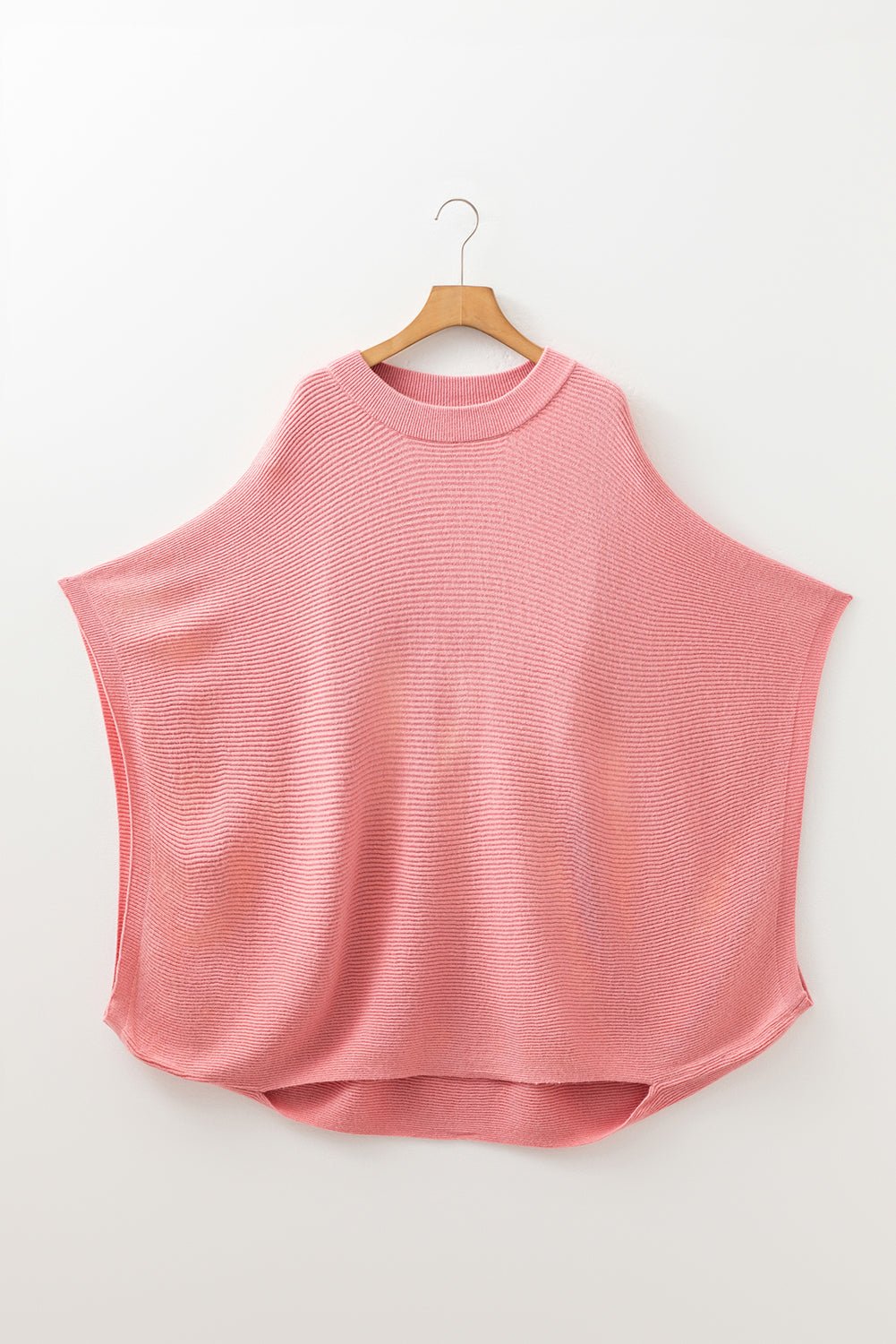 Plus Size Ribbed Knit Crewneck Poncho Sweater - Rooted & Reckless Co.