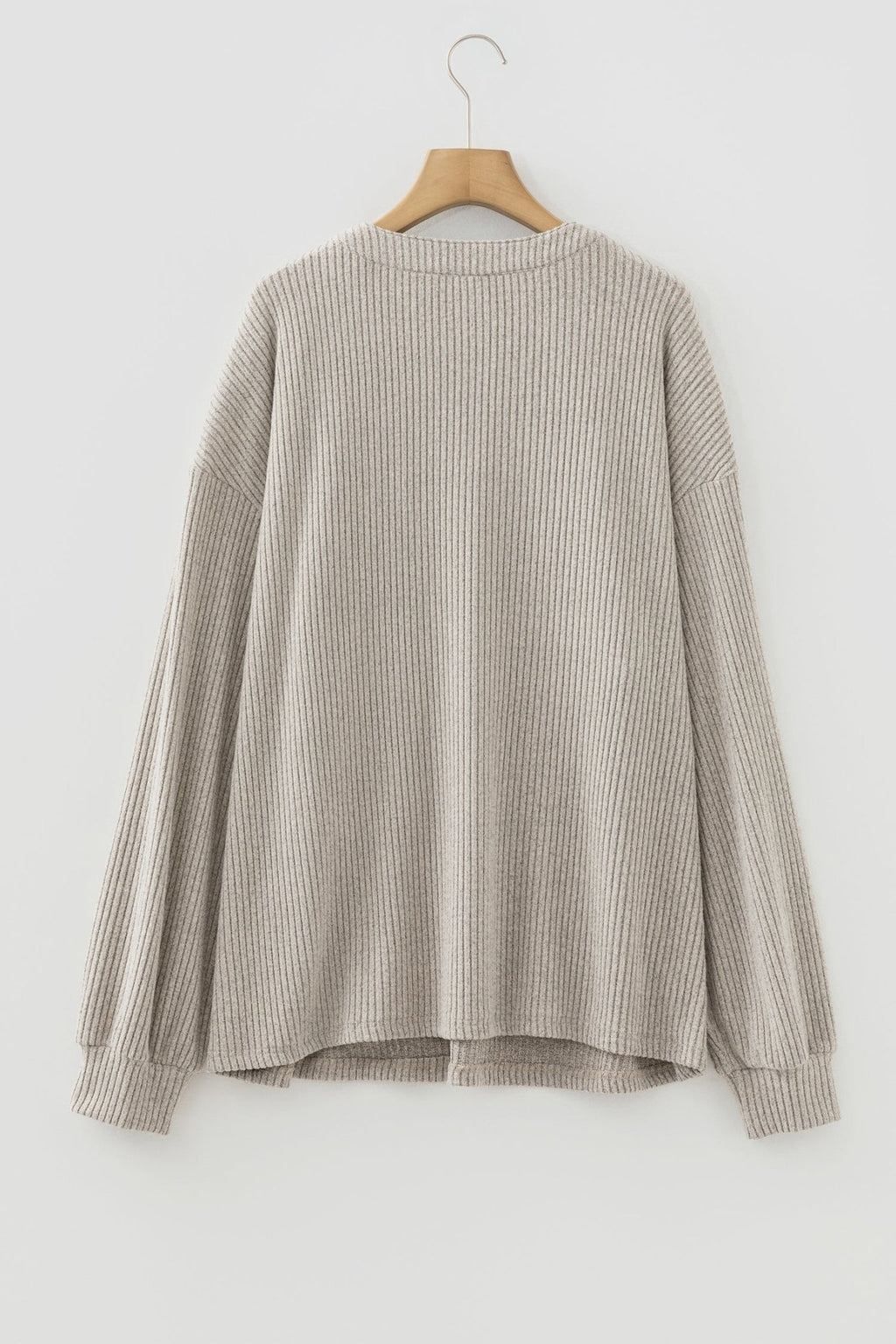 Plus Size Ribbed Knit Kangaroo Pocket Henley Top - Rooted & Reckless Co.