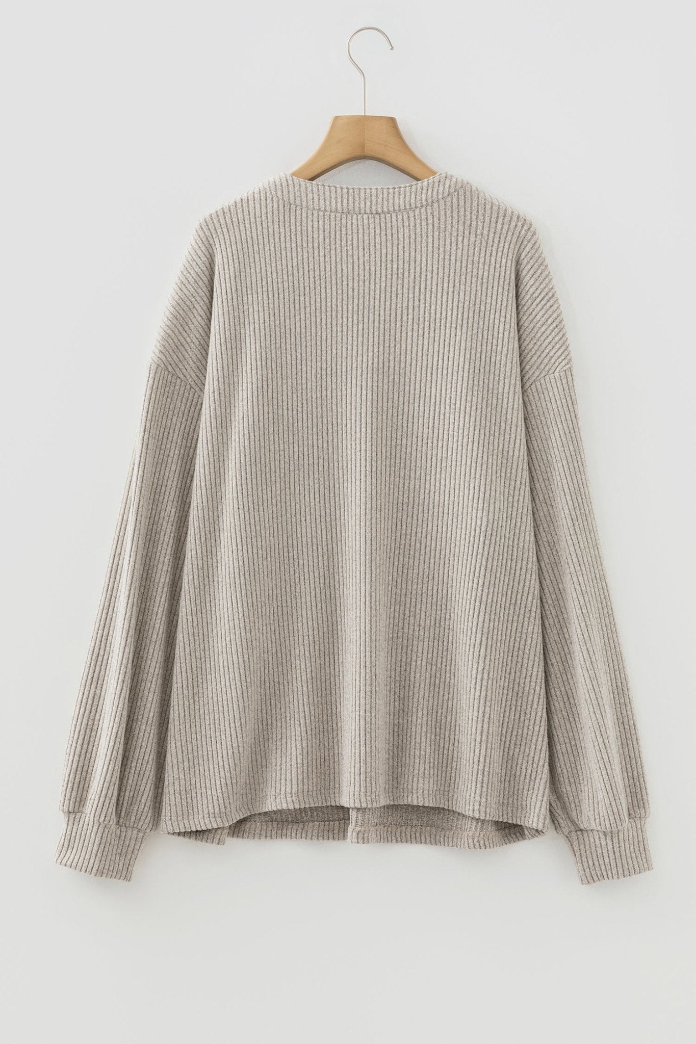Plus Size Ribbed Knit Kangaroo Pocket Henley Top - Rooted & Reckless Co.