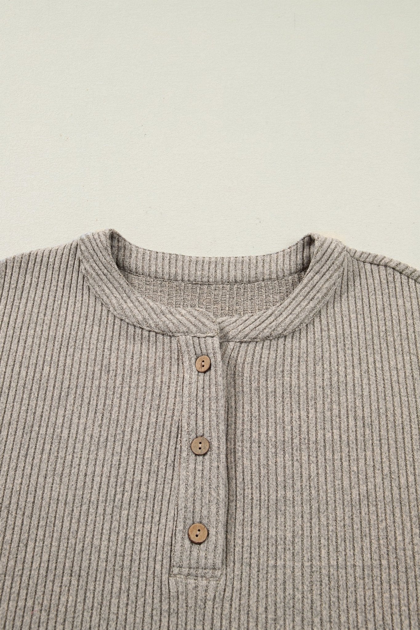 Plus Size Ribbed Knit Kangaroo Pocket Henley Top - Rooted & Reckless Co.
