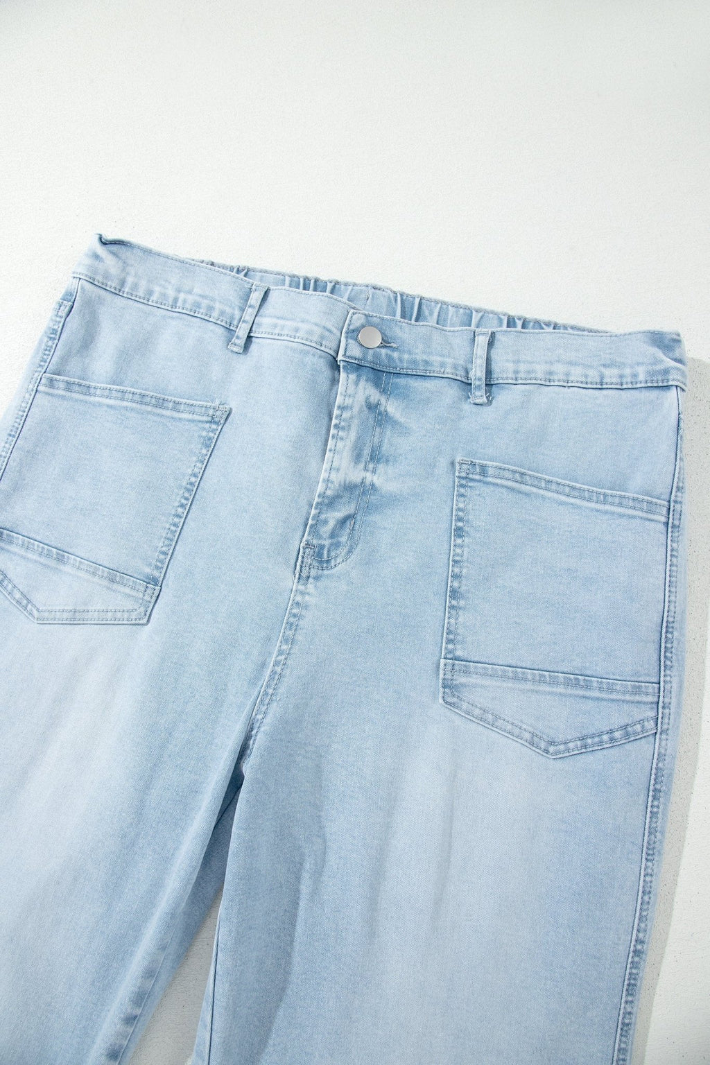 Plus Size Seam Patch Pocket Raw Cut Jeans - Rooted & Reckless Co.