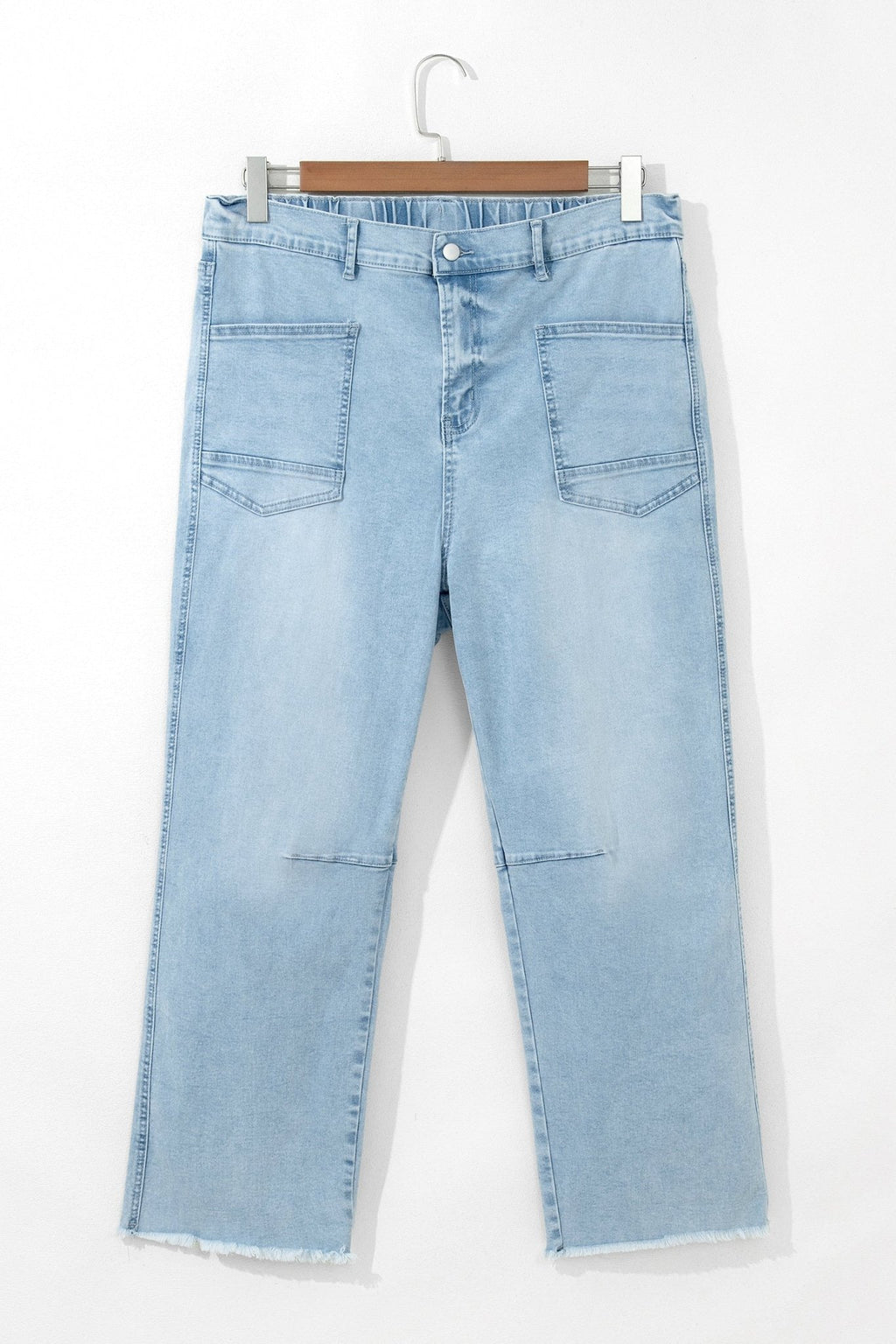 Plus Size Seam Patch Pocket Raw Cut Jeans - Rooted & Reckless Co.