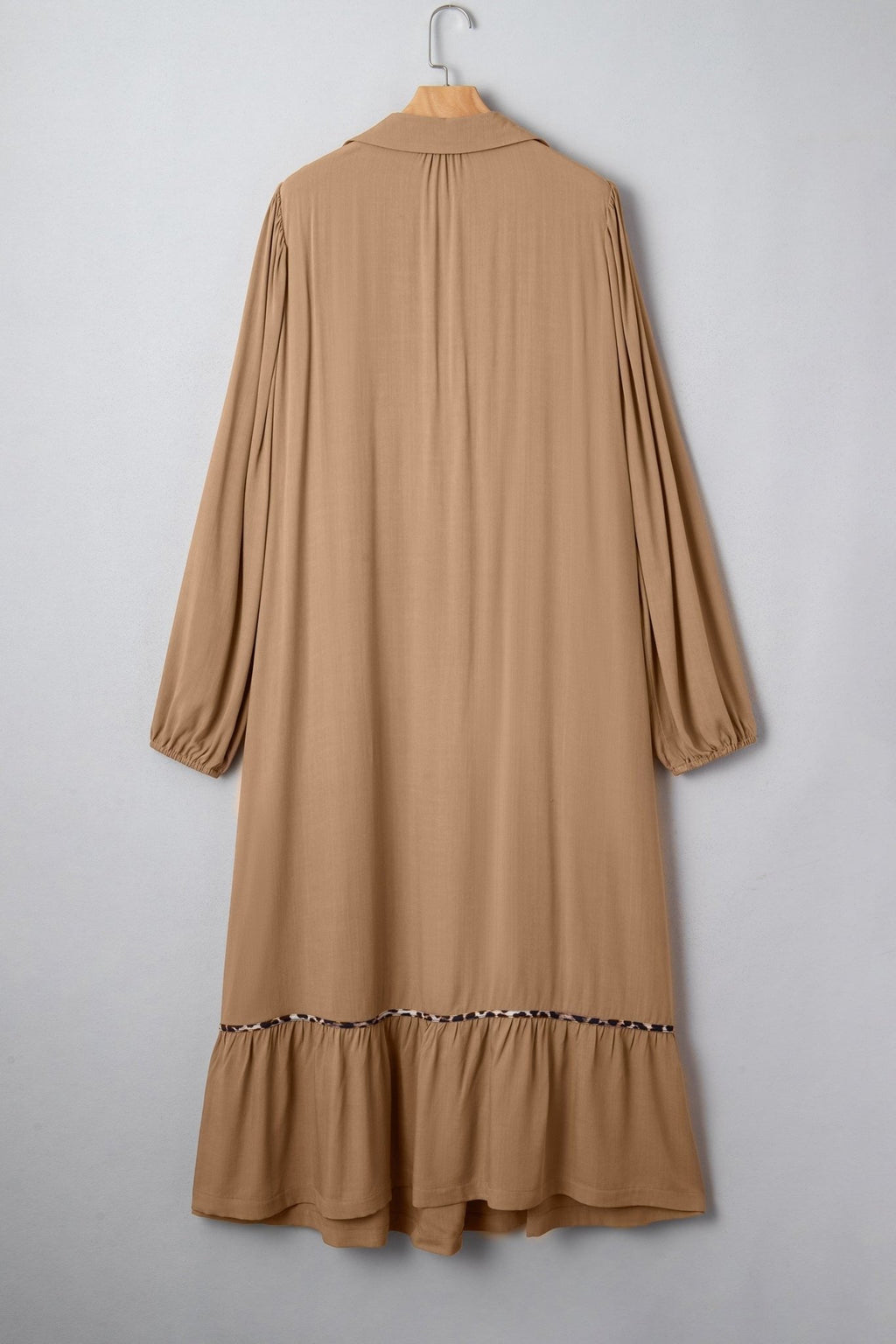 Plus Size Smocked V-Neck Leopard Piping Maxi Dress - Rooted & Reckless Co.