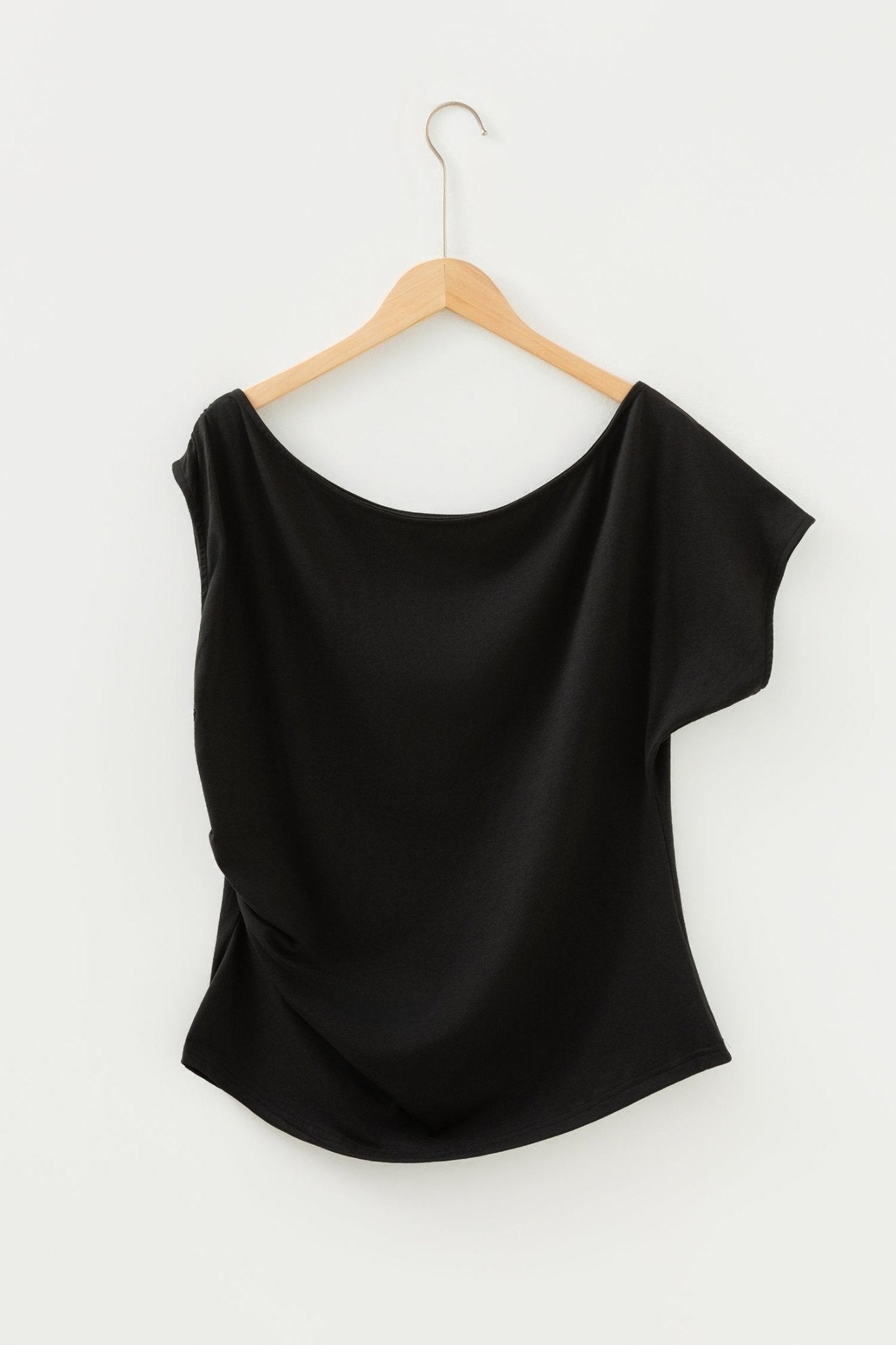 Plus Size Solid Asymmetric Neck Short Sleeve Blouse - Rooted & Reckless Co.