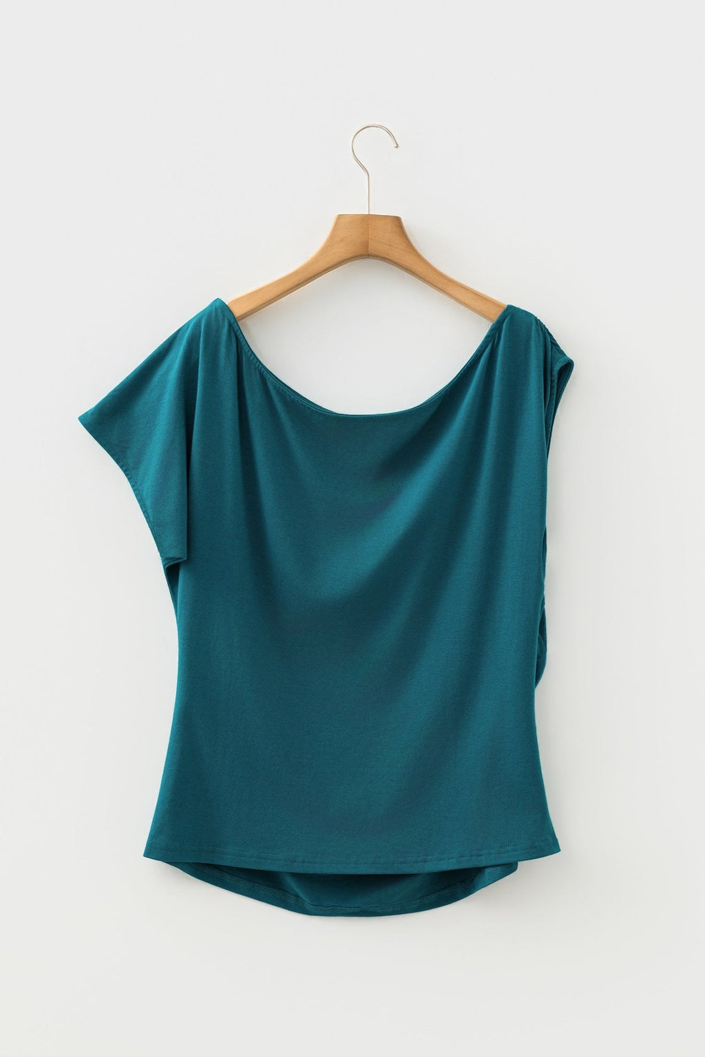 Plus Size Solid Asymmetric Neck Short Sleeve Blouse - Rooted & Reckless Co.