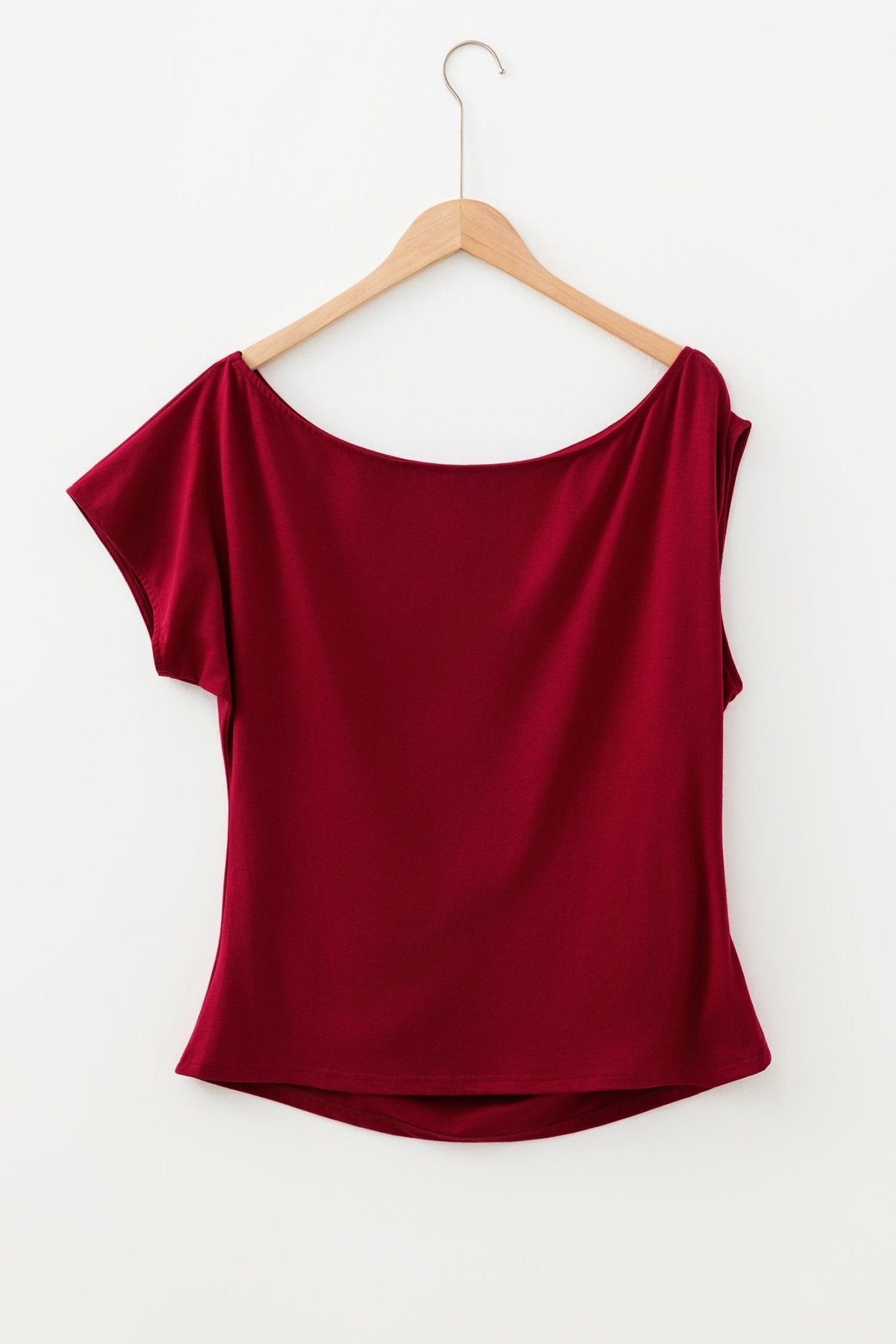 Plus Size Solid Asymmetric Neck Short Sleeve Blouse - Rooted & Reckless Co.