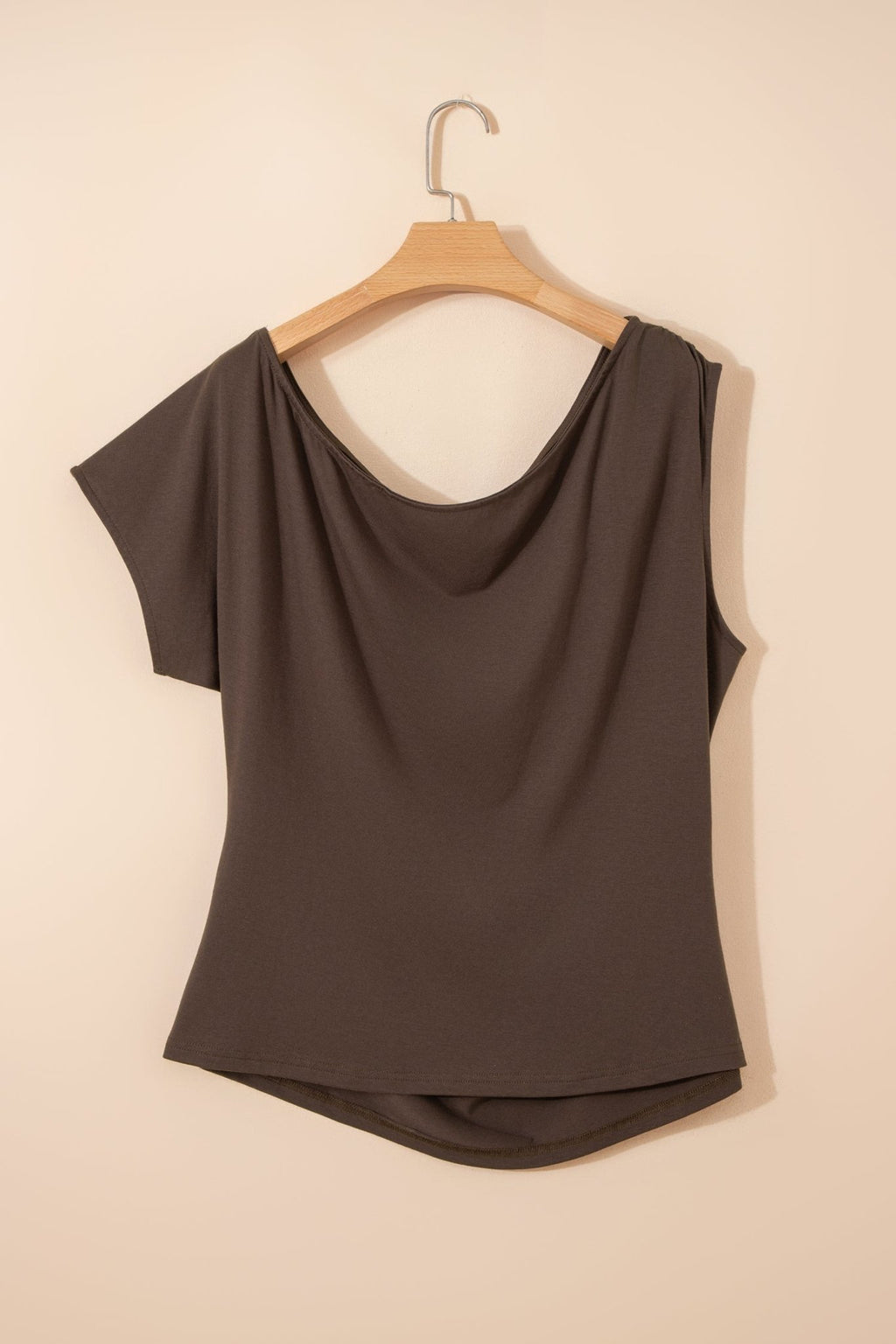 Plus Size Solid Asymmetric Neck Short Sleeve Blouse - Rooted & Reckless Co.