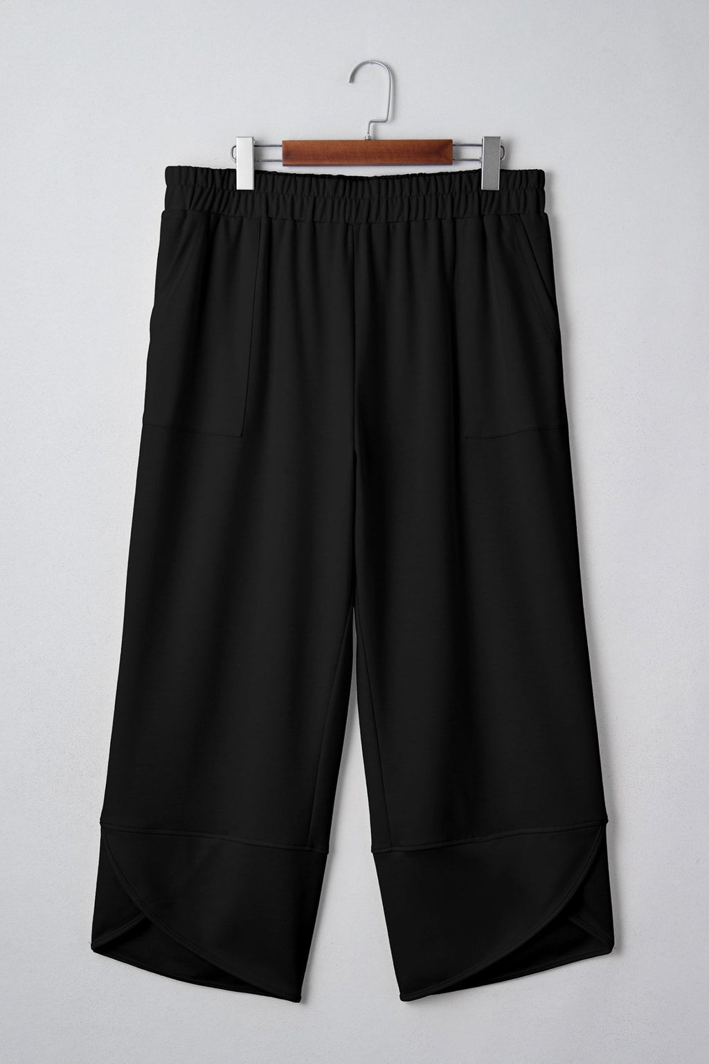 Plus Size Solid Asymmetrical Hem Capris Pants - Rooted & Reckless Co.