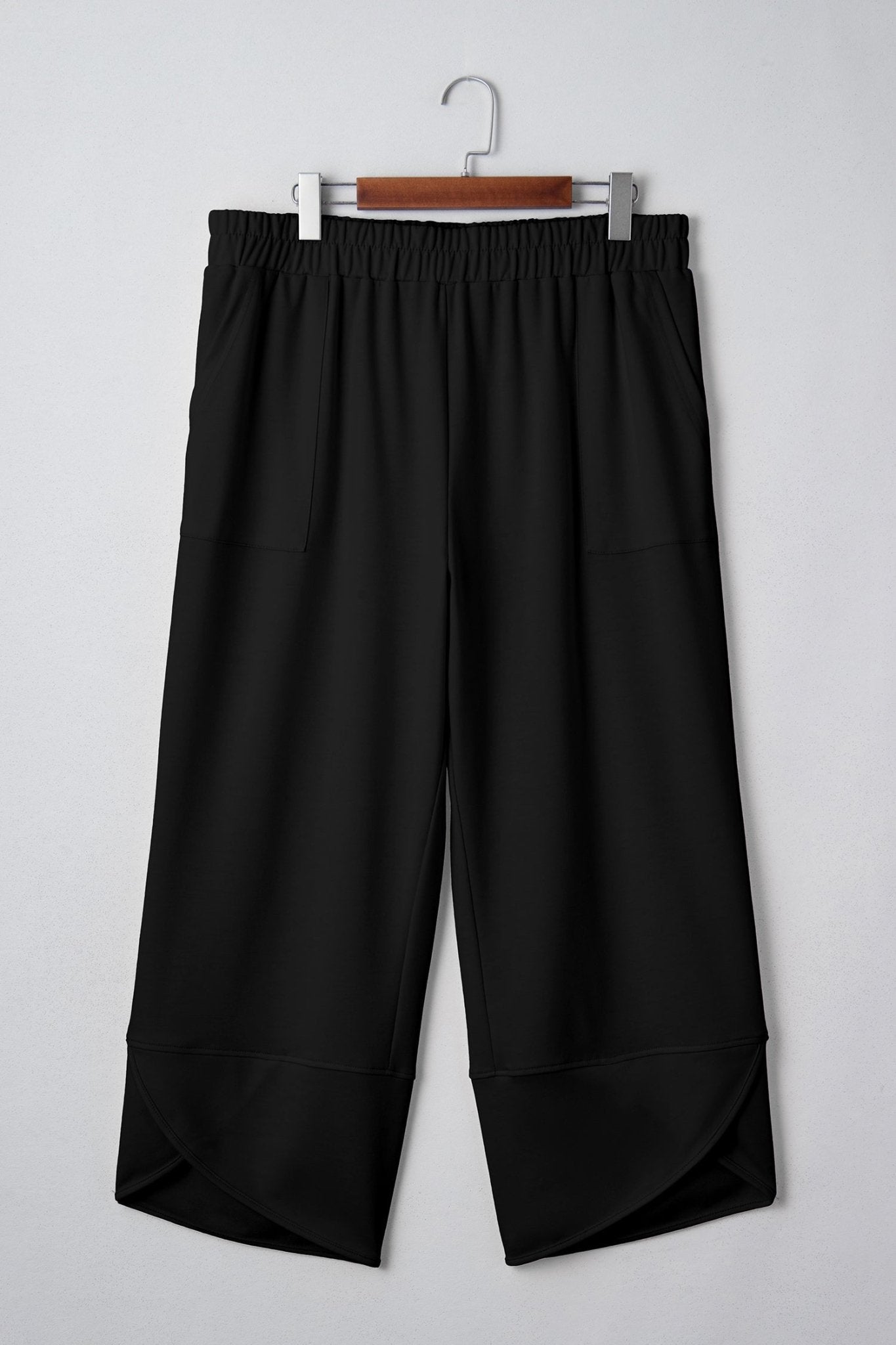 Plus Size Solid Asymmetrical Hem Capris Pants - Rooted & Reckless Co.