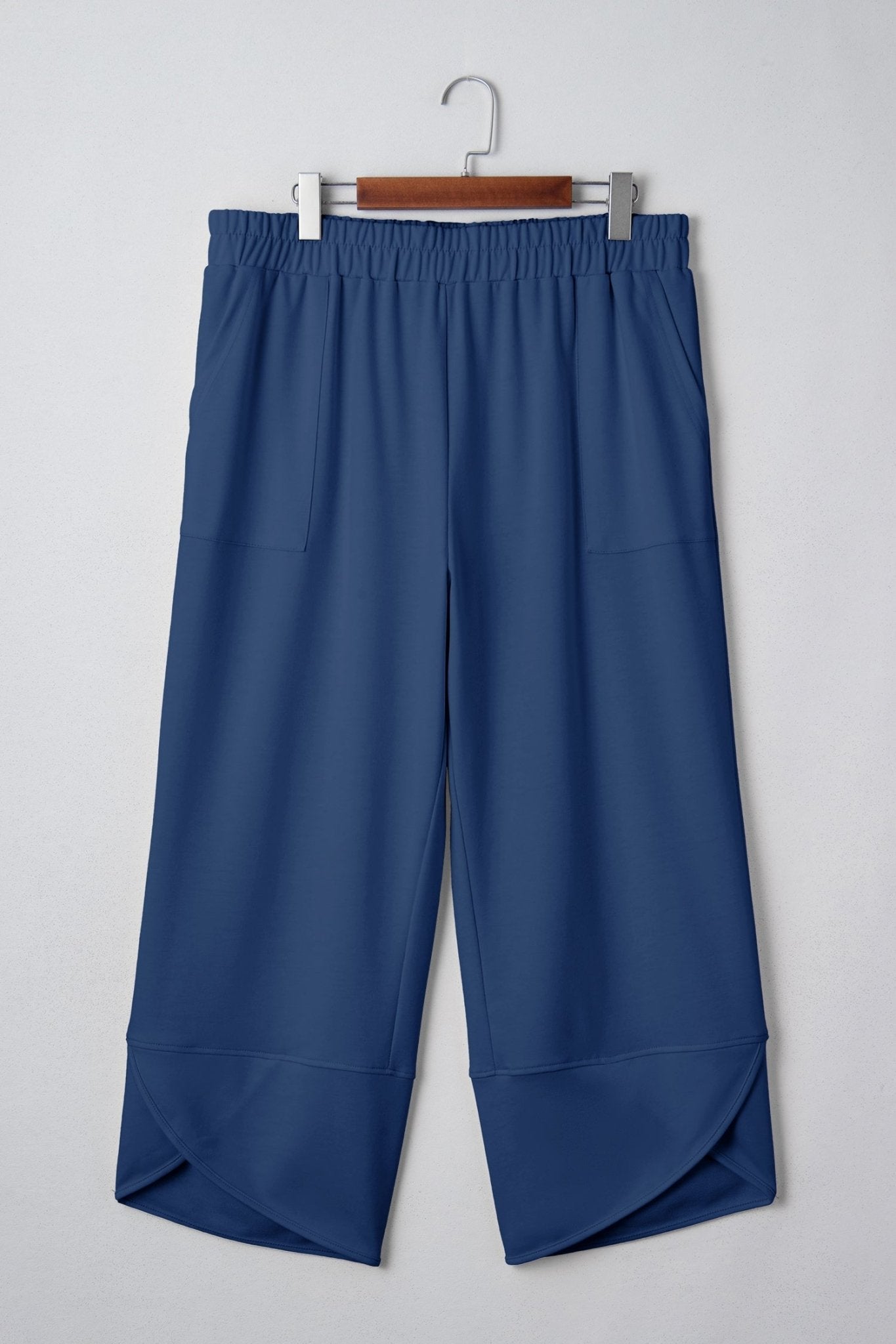 Plus Size Solid Asymmetrical Hem Capris Pants - Rooted & Reckless Co.