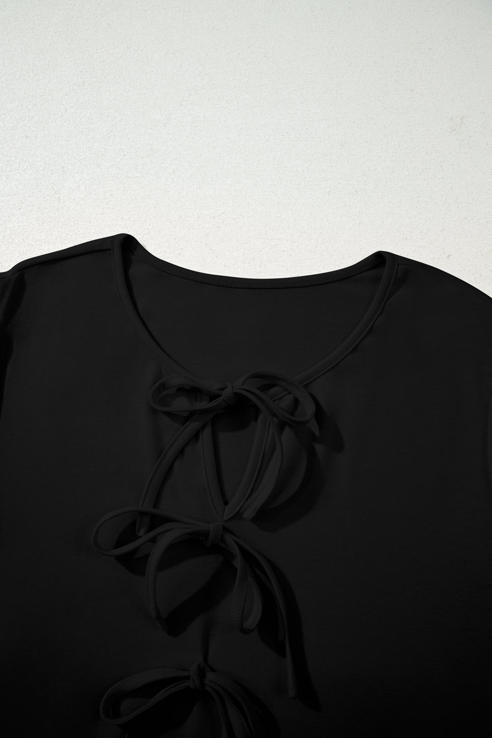 Plus Size Solid Bow Tie Front Long Sleeve Blouse - Rooted & Reckless Co.