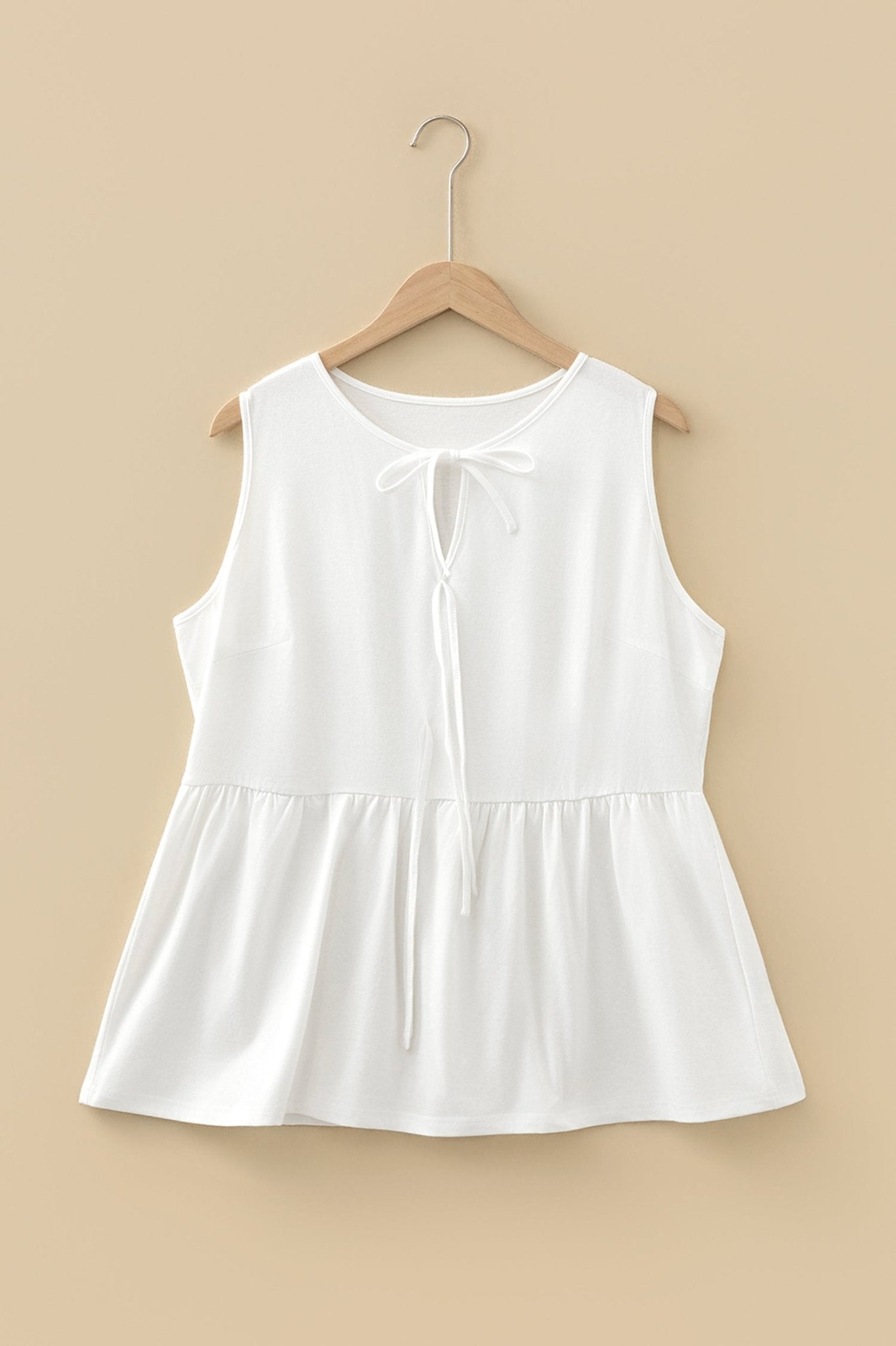 Plus Size Solid Bow-Tie Peplum Tank Top - Rooted & Reckless Co.