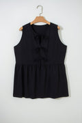 Plus Size Solid Bow-Tie Peplum Tank Top - Rooted & Reckless Co.