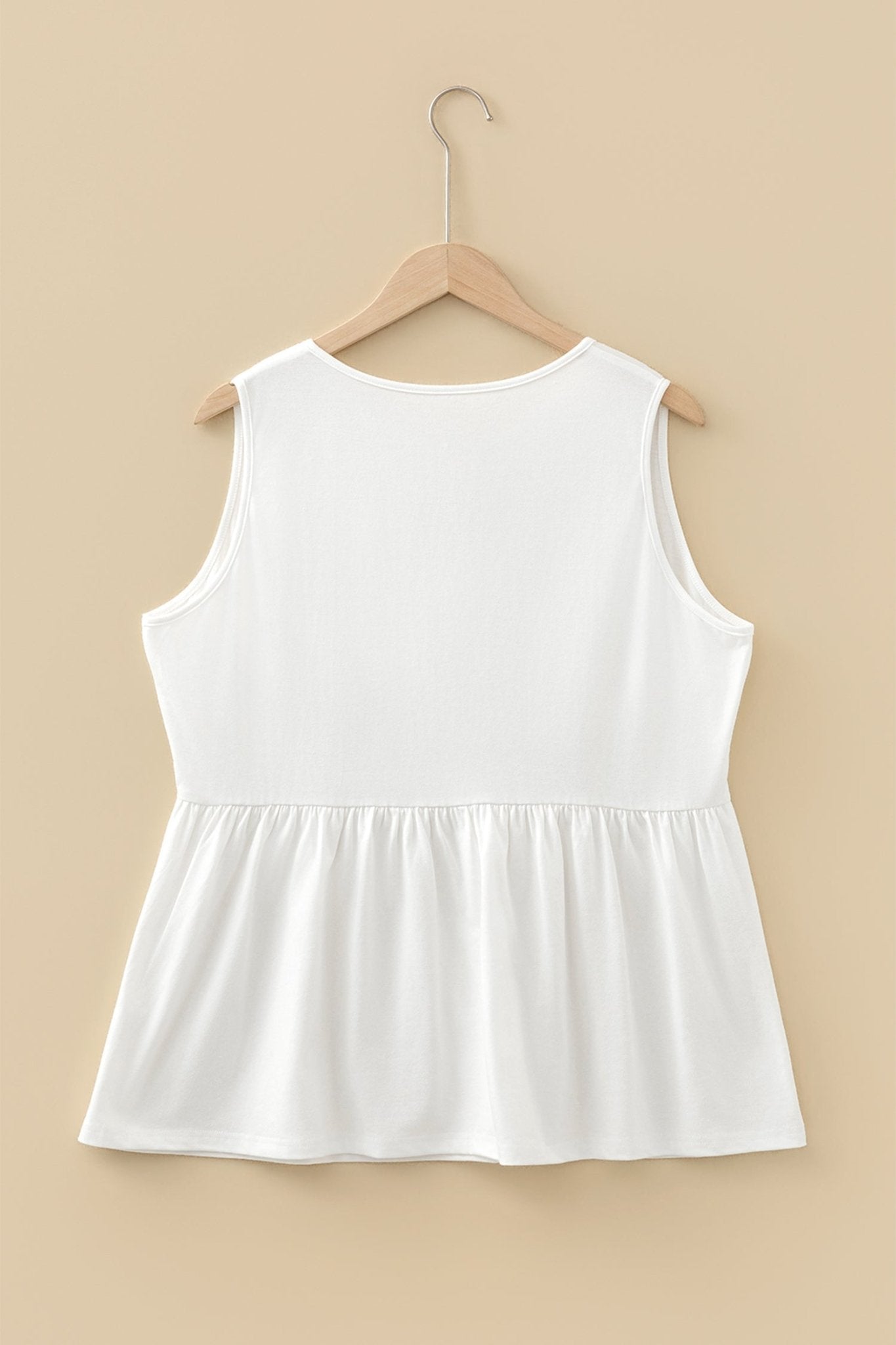 Plus Size Solid Bow-Tie Peplum Tank Top - Rooted & Reckless Co.