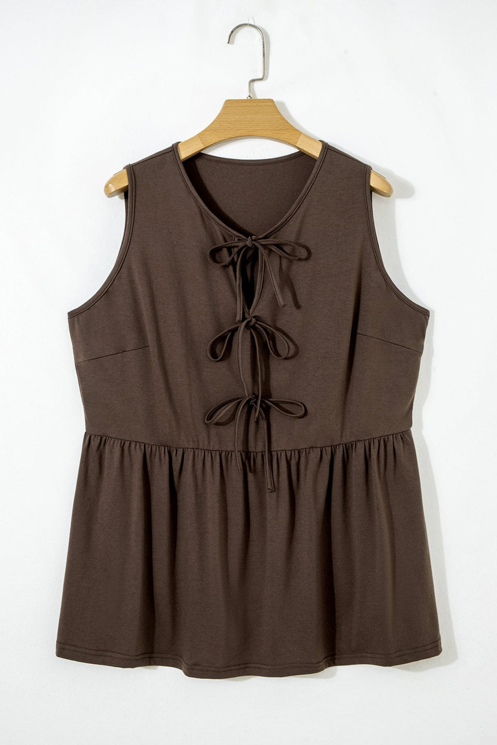 Plus Size Solid Bow-Tie Peplum Tank Top - Rooted & Reckless Co.