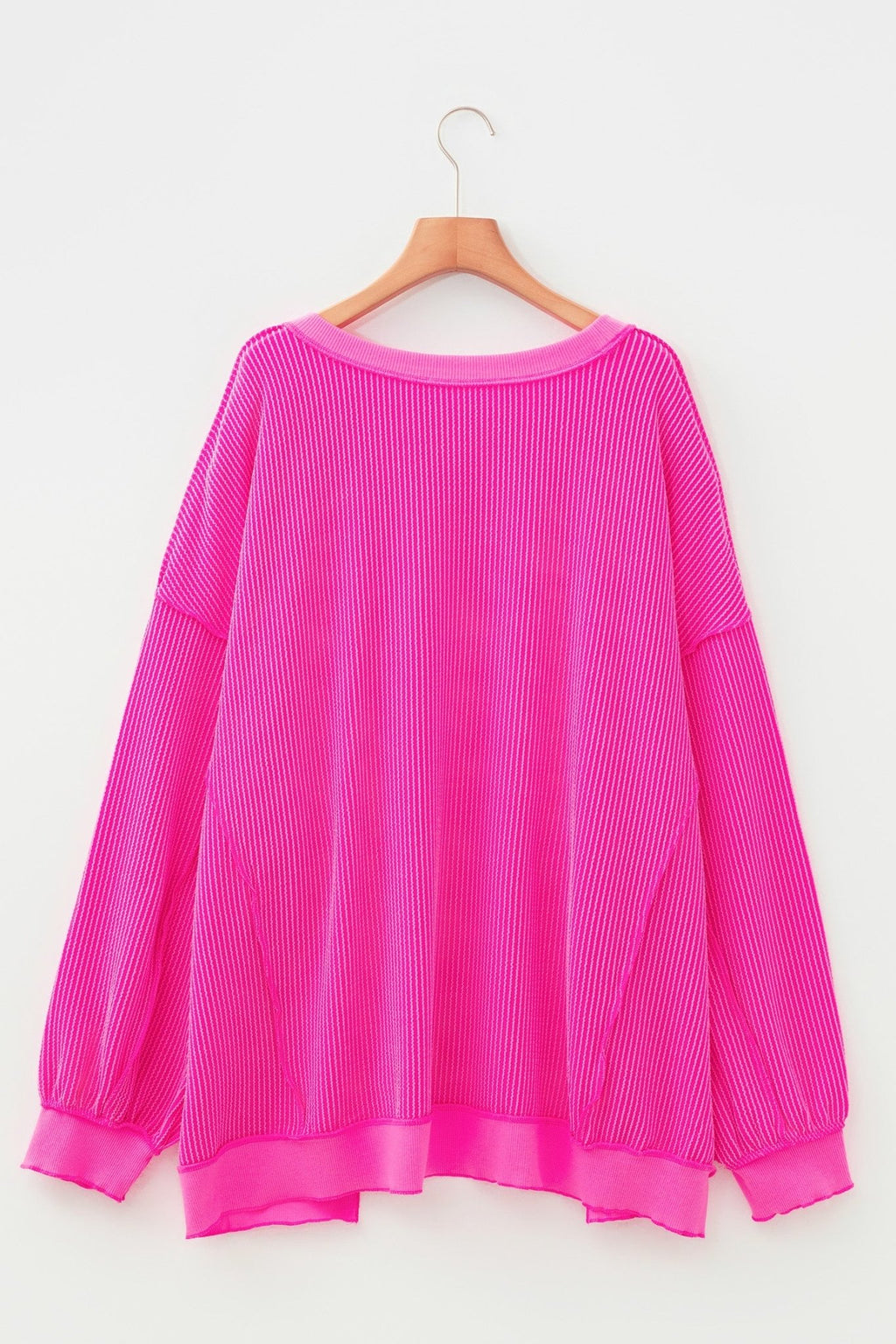 Plus Size Solid Corded Knit Drop Shoulder Top - Rooted & Reckless Co.
