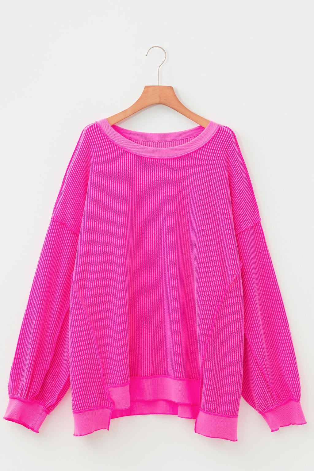Plus Size Solid Corded Knit Drop Shoulder Top - Rooted & Reckless Co.