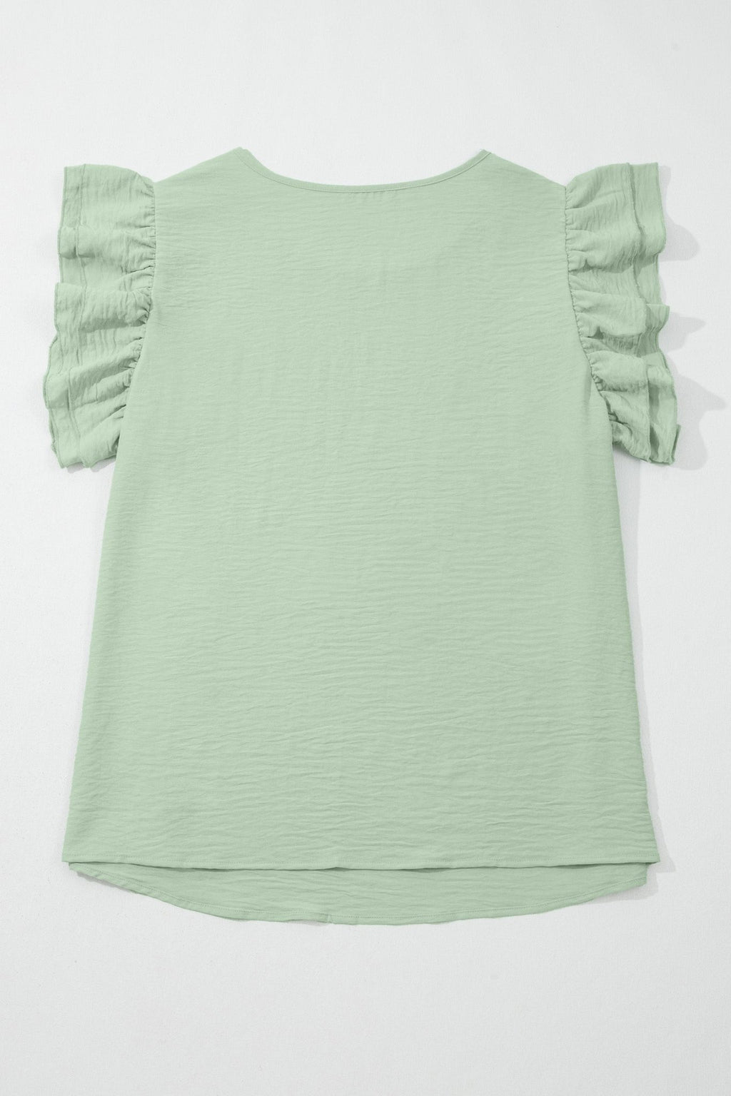 Plus Size Solid Crew Neck Ruffle Sleeve Top - Rooted & Reckless Co.