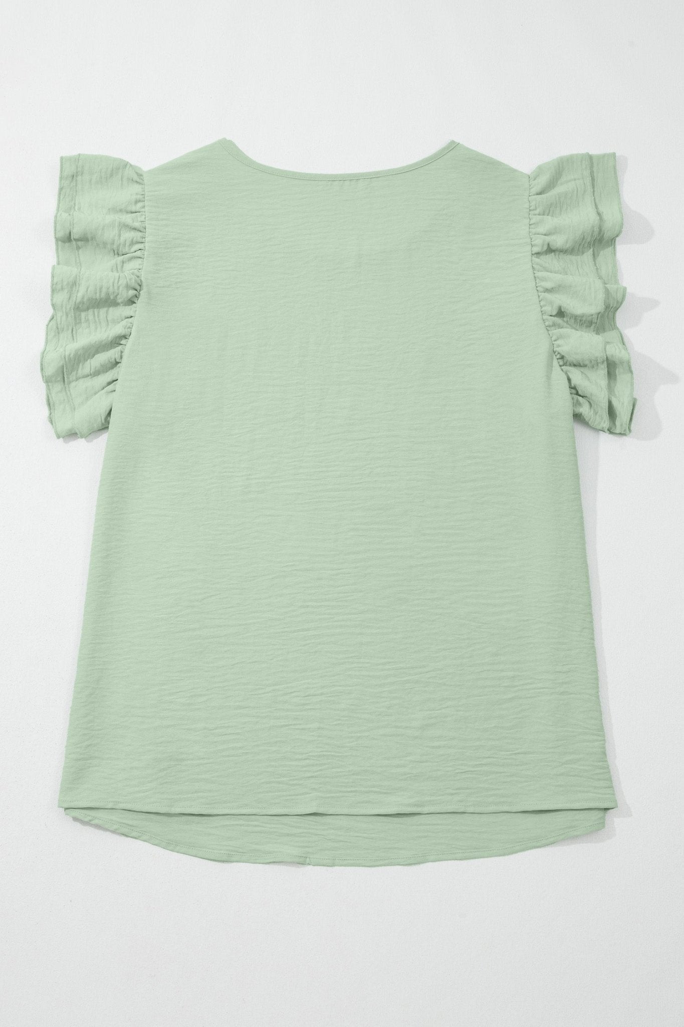 Plus Size Solid Crew Neck Ruffle Sleeve Top - Rooted & Reckless Co.