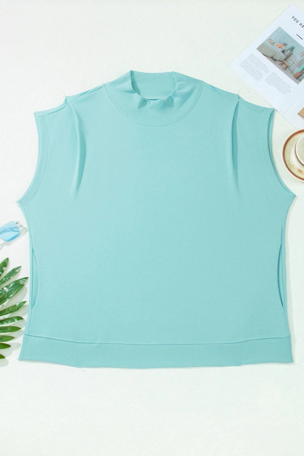 Plus Size Solid High Neck Cap Sleeve Top - Rooted & Reckless Co.