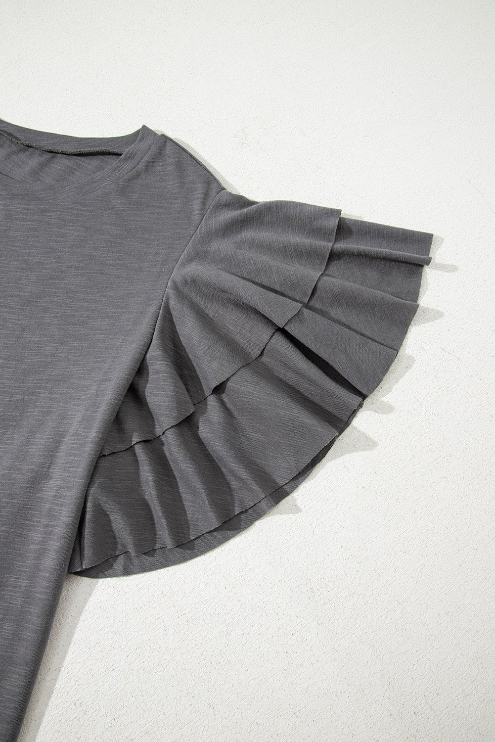 Plus Size Solid Layered Ruffle Short Sleeve Top - Rooted & Reckless Co.