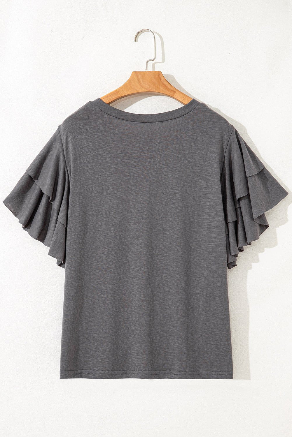 Plus Size Solid Layered Ruffle Short Sleeve Top - Rooted & Reckless Co.