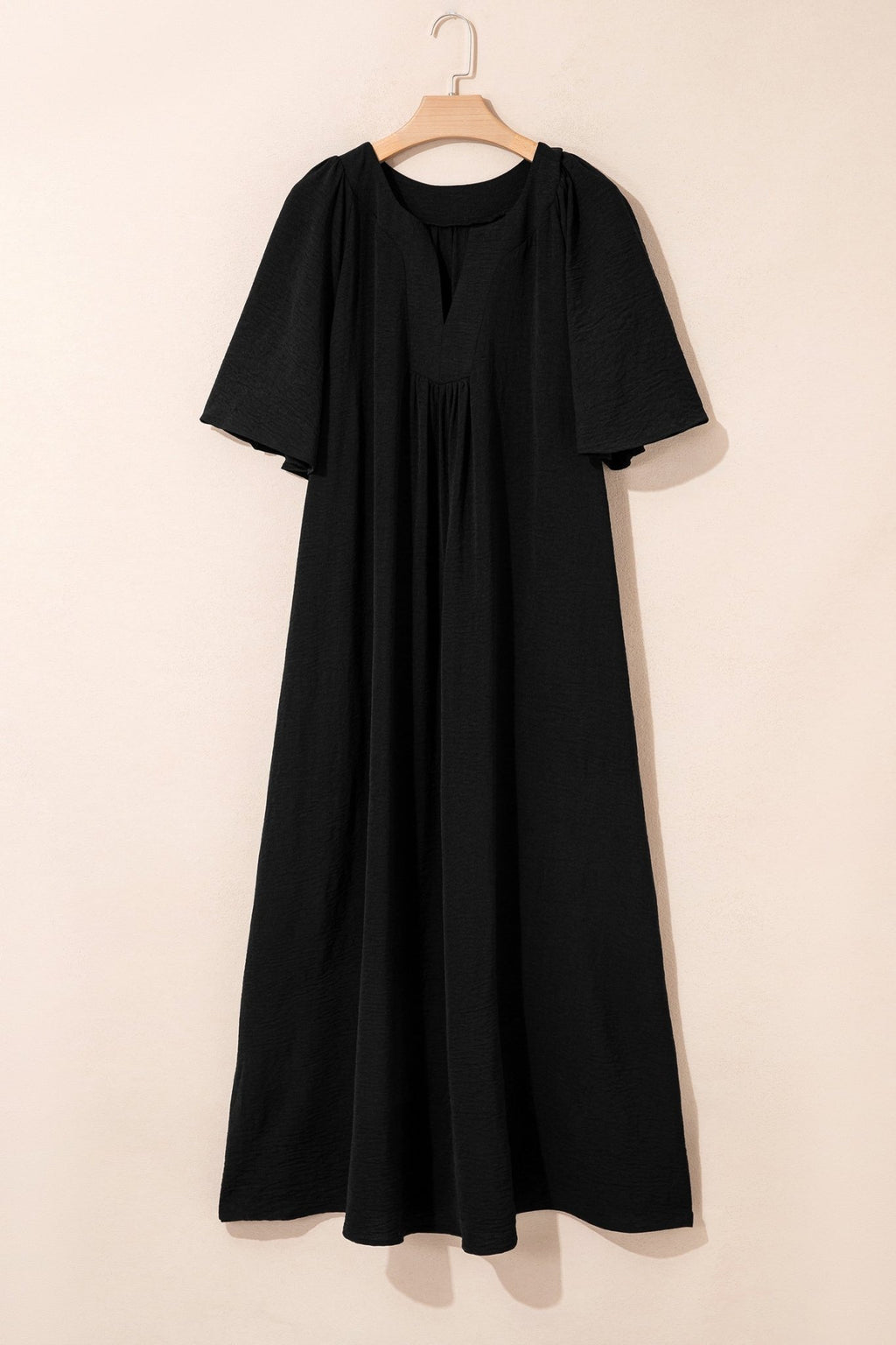 Plus Size Solid Notched Neck Short Sleeve Dress - Rooted & Reckless Co.