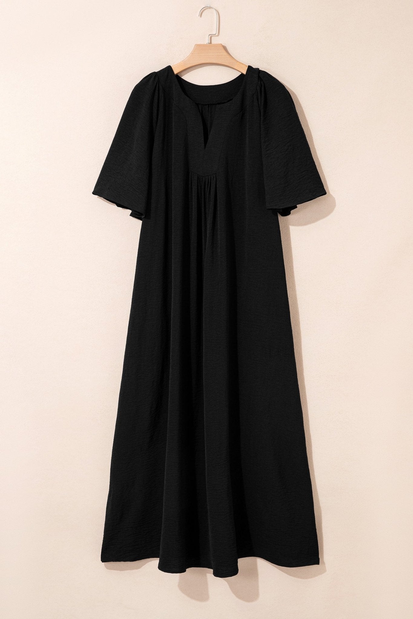 Plus Size Solid Notched Neck Short Sleeve Dress - Rooted & Reckless Co.