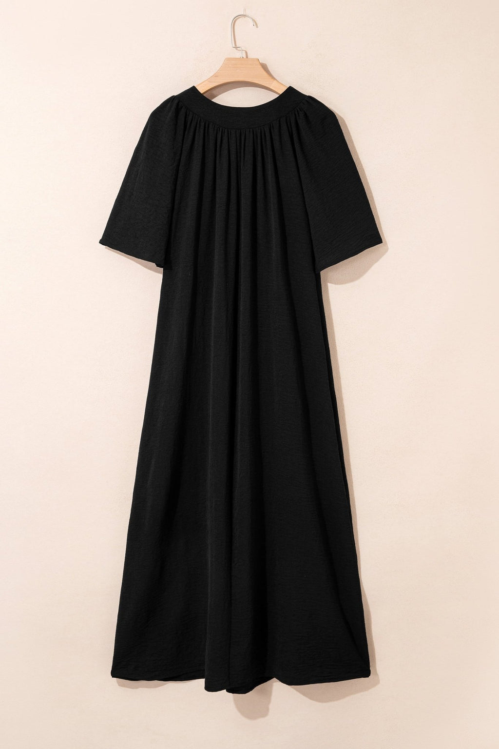 Plus Size Solid Notched Neck Short Sleeve Dress - Rooted & Reckless Co.