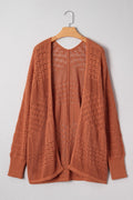 Plus Size Solid Pointelle Knit Open Front Cardigan - Rooted & Reckless Co.