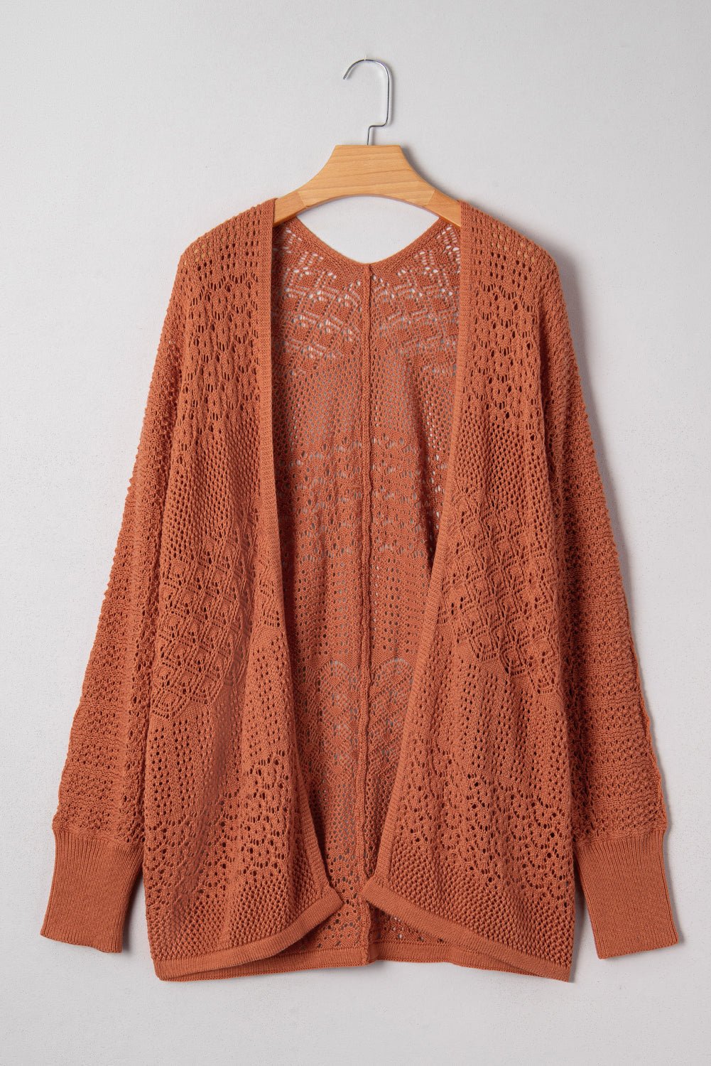 Plus Size Solid Pointelle Knit Open Front Cardigan - Rooted & Reckless Co.