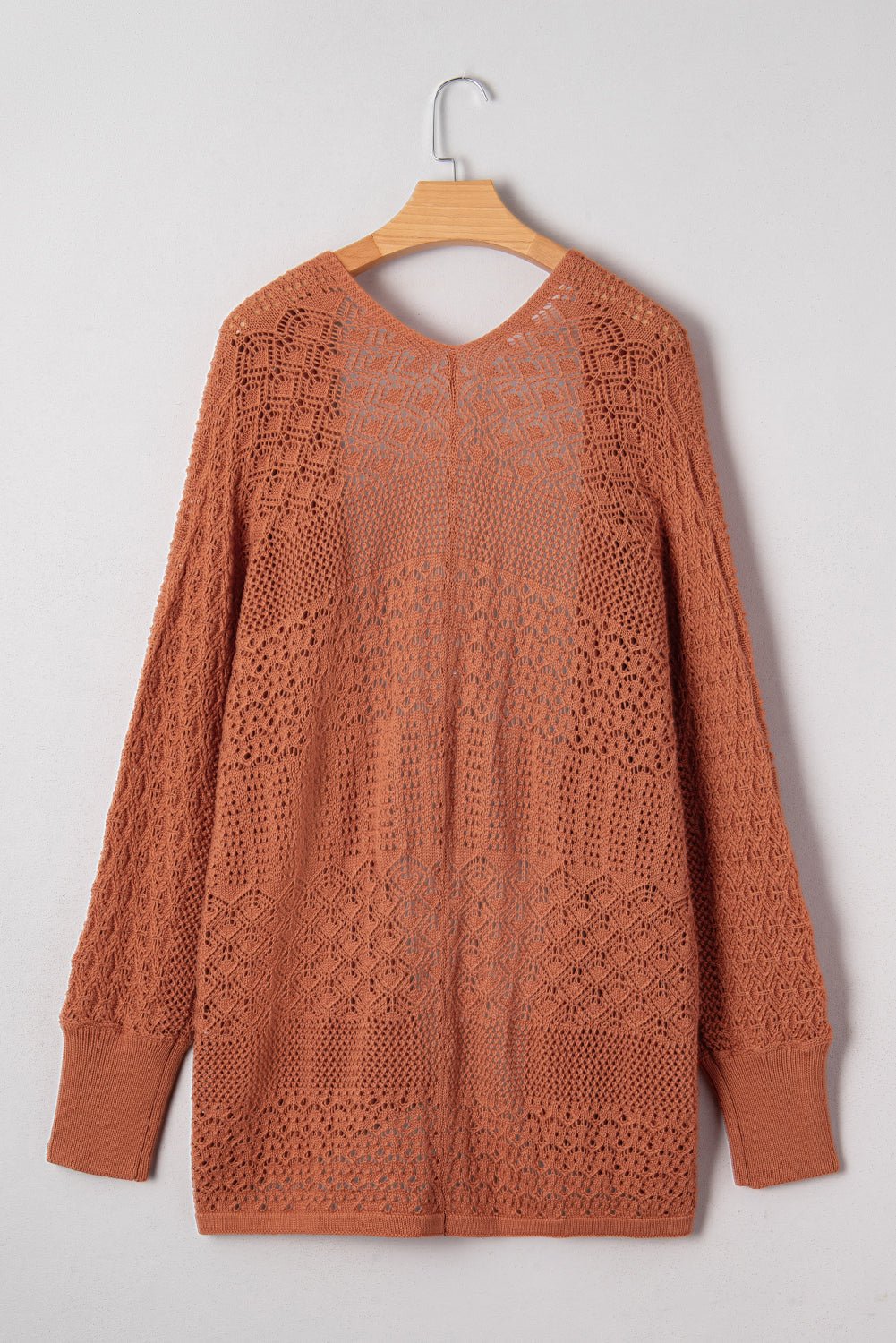 Plus Size Solid Pointelle Knit Open Front Cardigan - Rooted & Reckless Co.