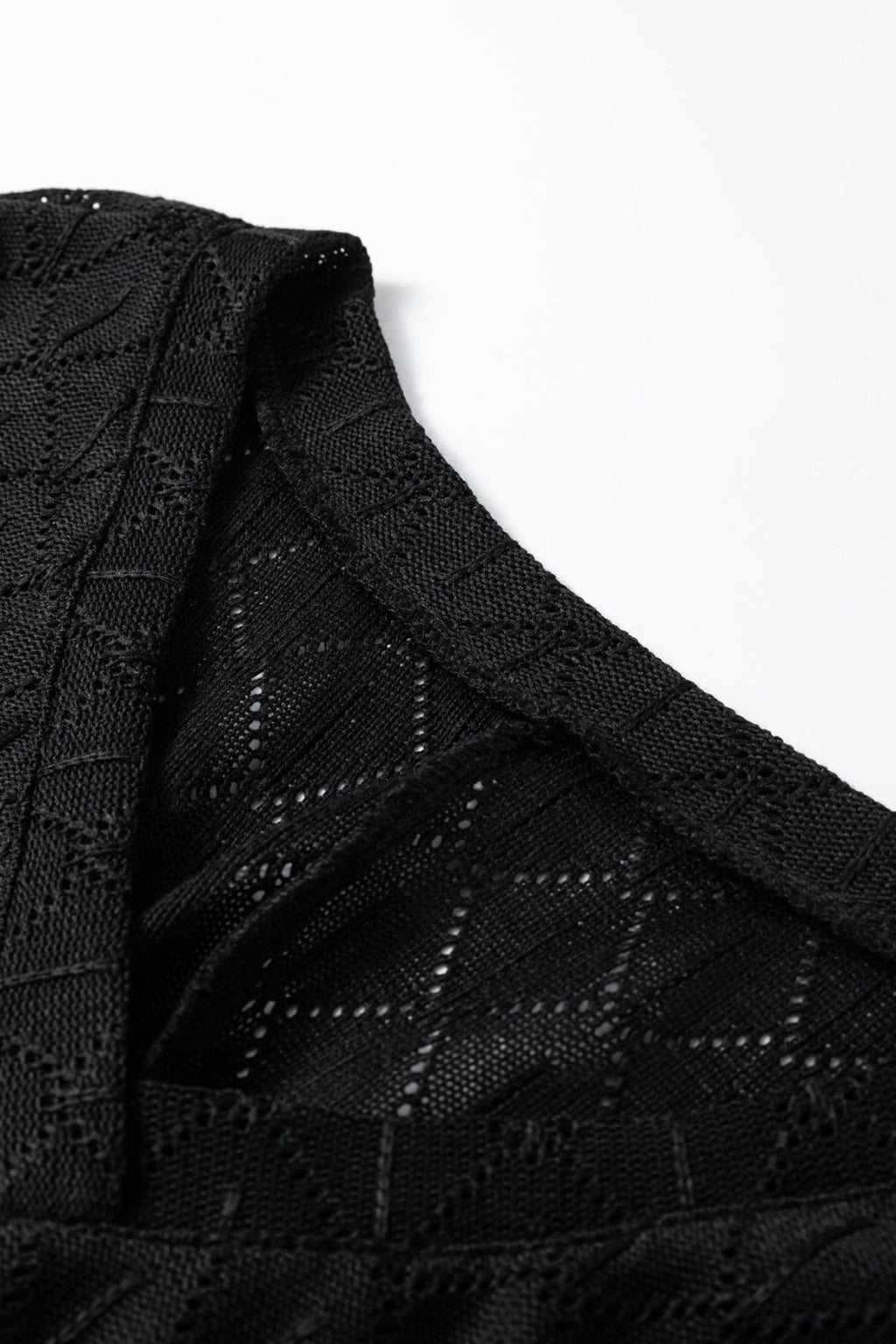 Plus Size Solid Pointelle Knit Rhombus V-Neck Top - Rooted & Reckless Co.