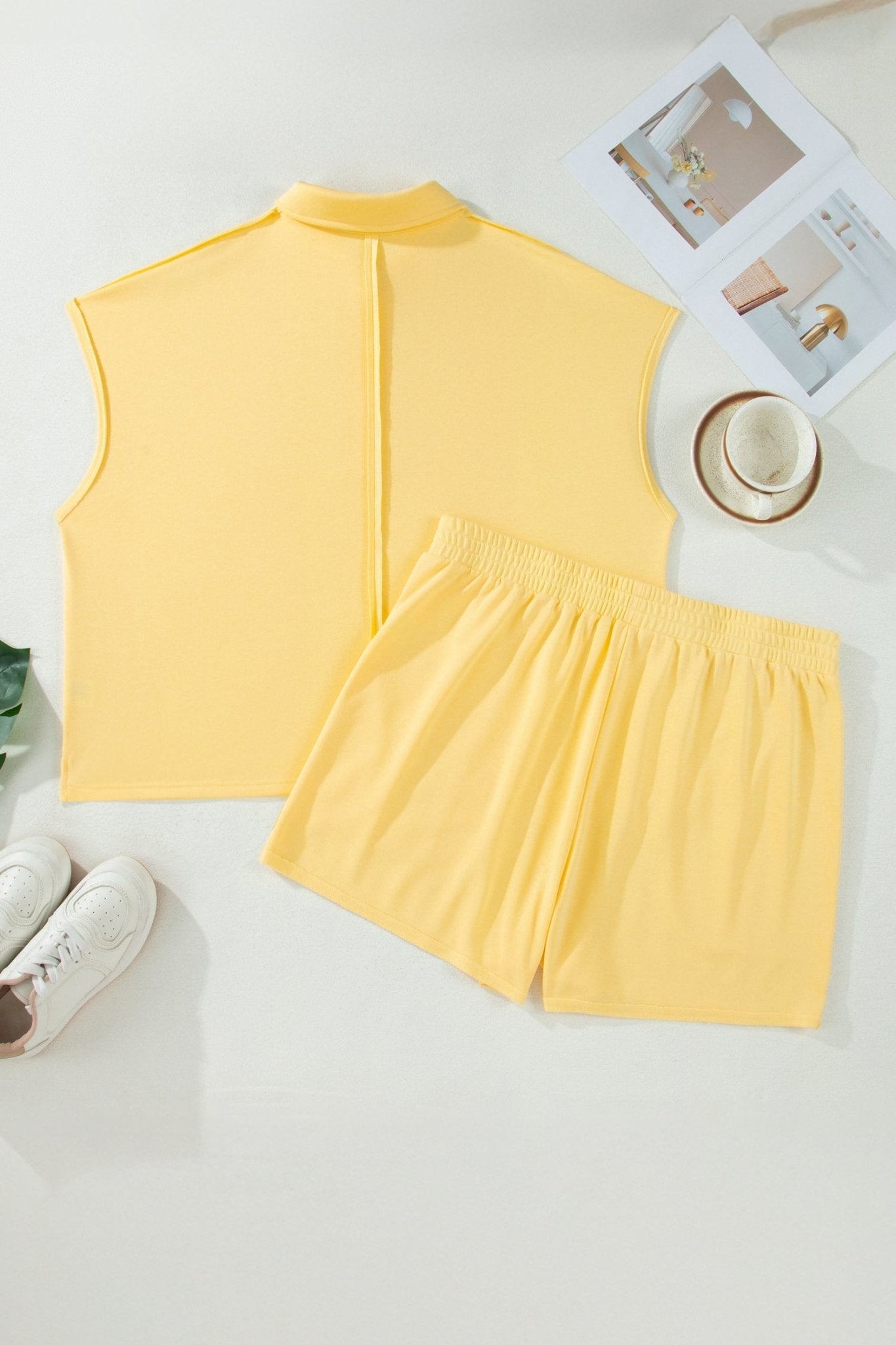 Plus Size Solid Polo Tee & Elastic Waist Shorts - Rooted & Reckless Co.