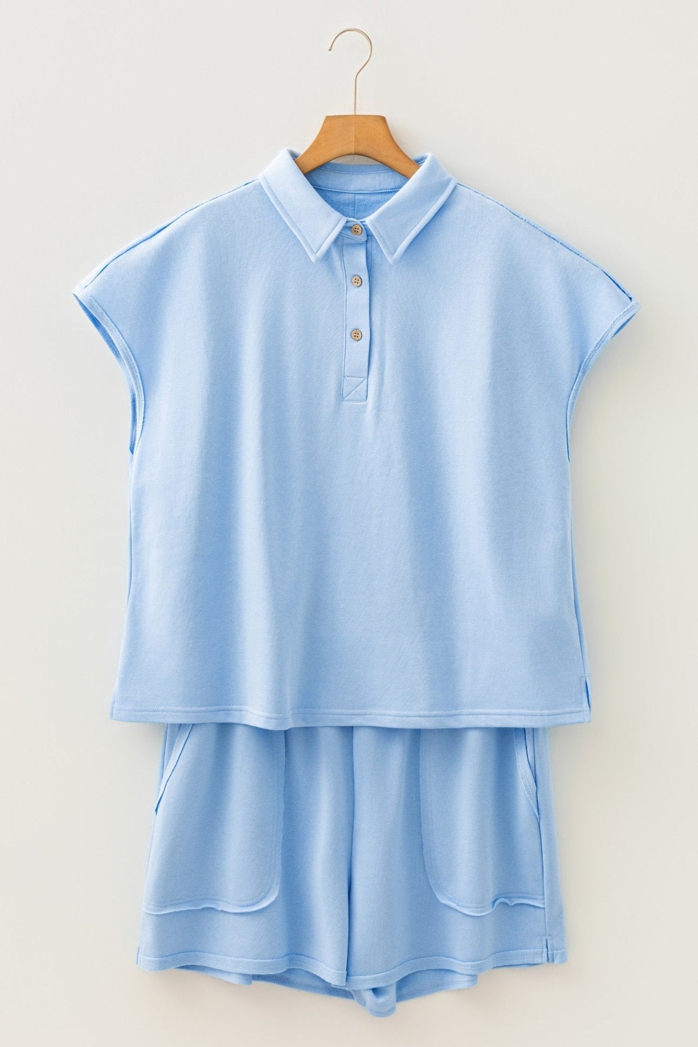 Plus Size Solid Polo Tee & Elastic Waist Shorts - Rooted & Reckless Co.