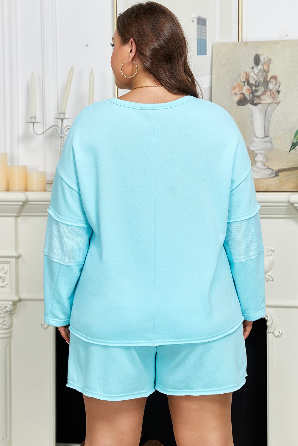 Plus Size Solid Pullover Top and Shorts Set - Rooted & Reckless Co.