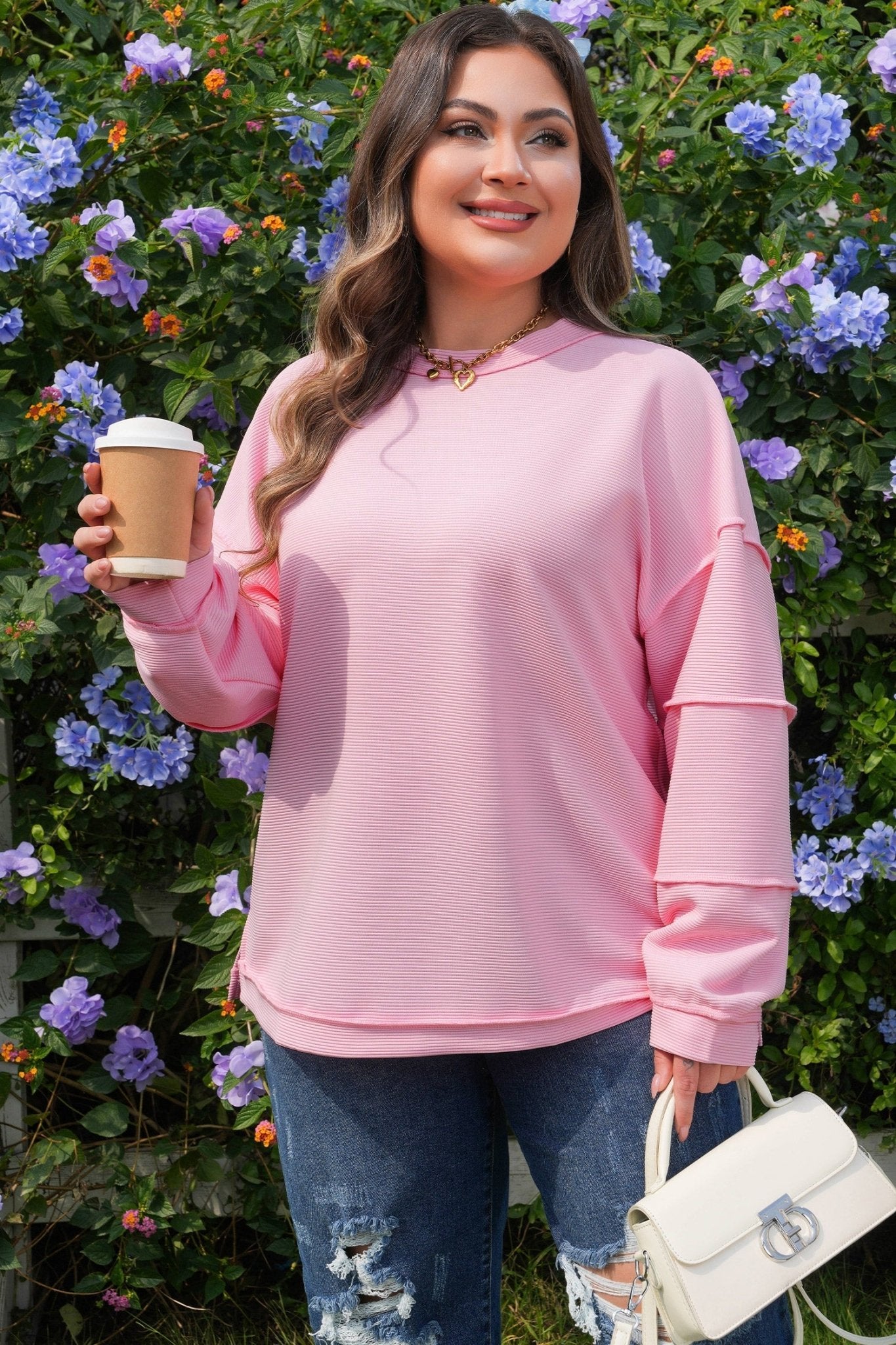 Plus Size Solid Ribbed Drop Shoulder Top - Rooted & Reckless Co.