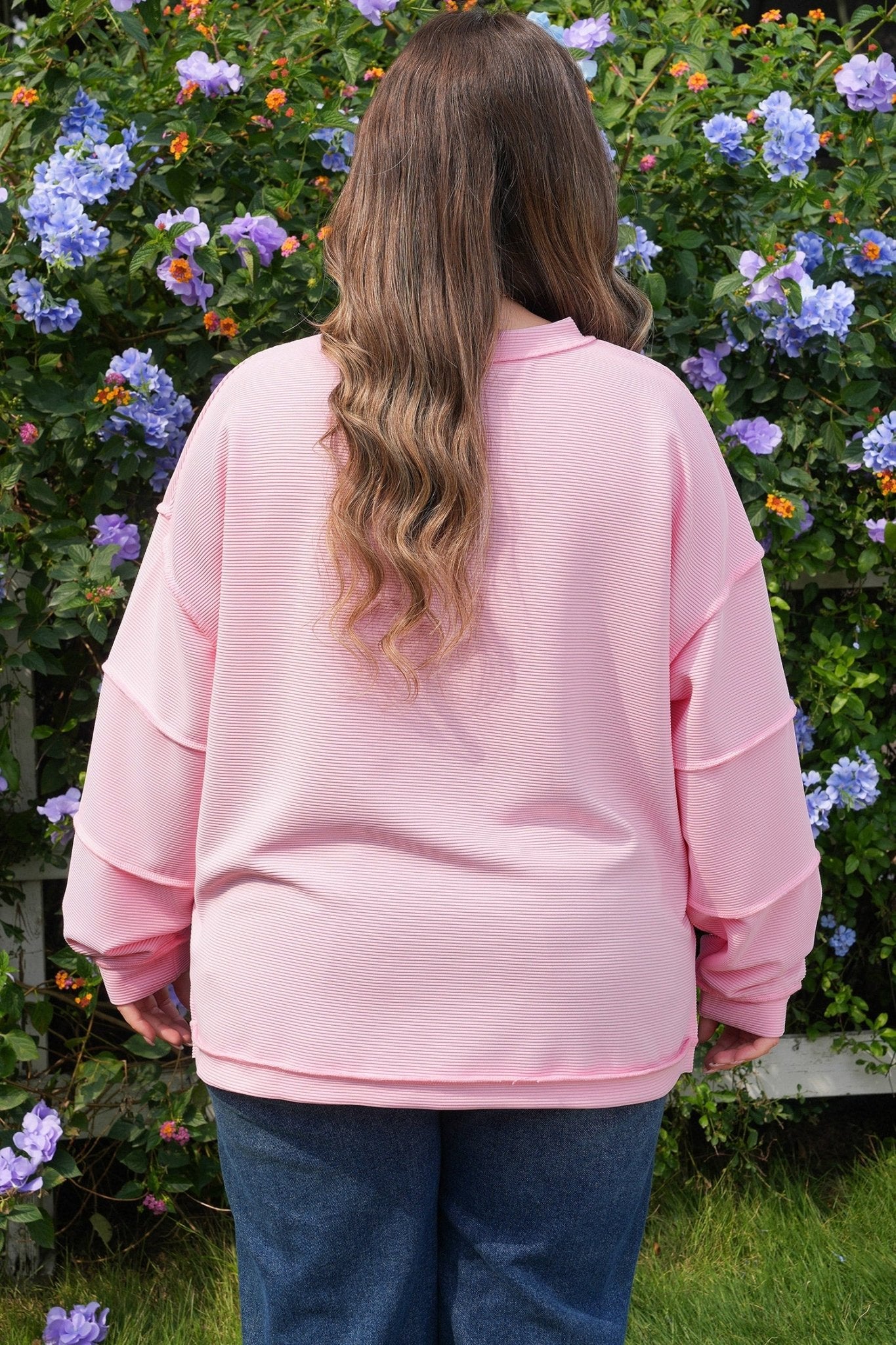 Plus Size Solid Ribbed Drop Shoulder Top - Rooted & Reckless Co.