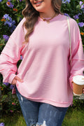 Plus Size Solid Ribbed Drop Shoulder Top - Rooted & Reckless Co.