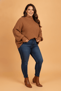 Plus Size Solid Ribbed Trim Long Sleeve Oversized Sweater - Rooted & Reckless Co.