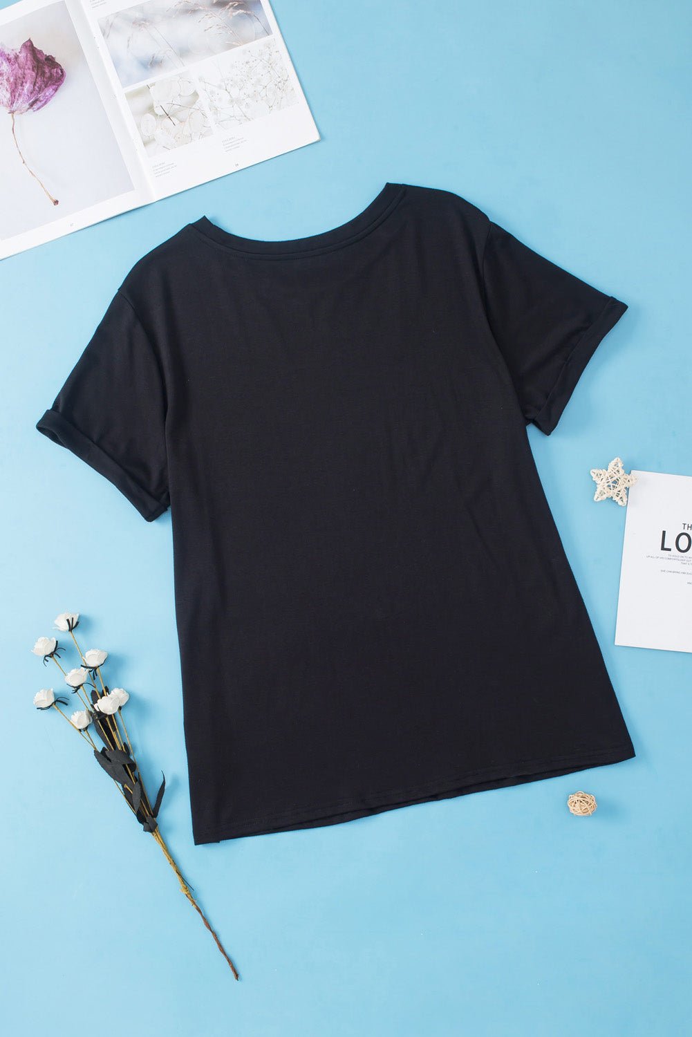 Plus Size Solid Rolled Short Sleeve T-Shirt - Rooted & Reckless Co.