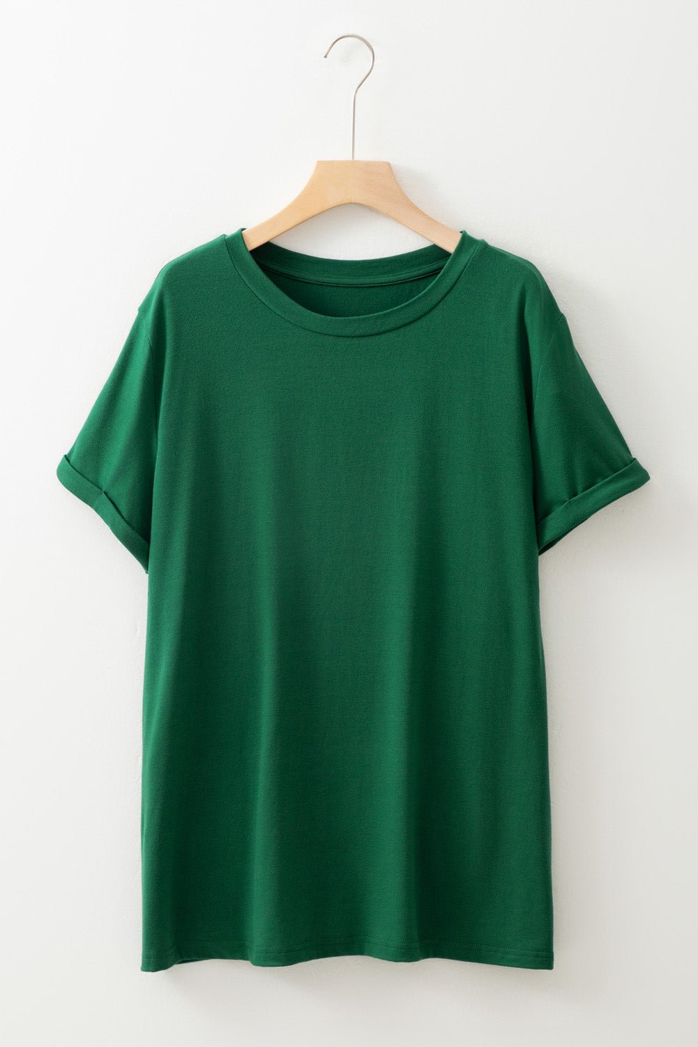 Plus Size Solid Rolled Short Sleeve T-Shirt - Rooted & Reckless Co.