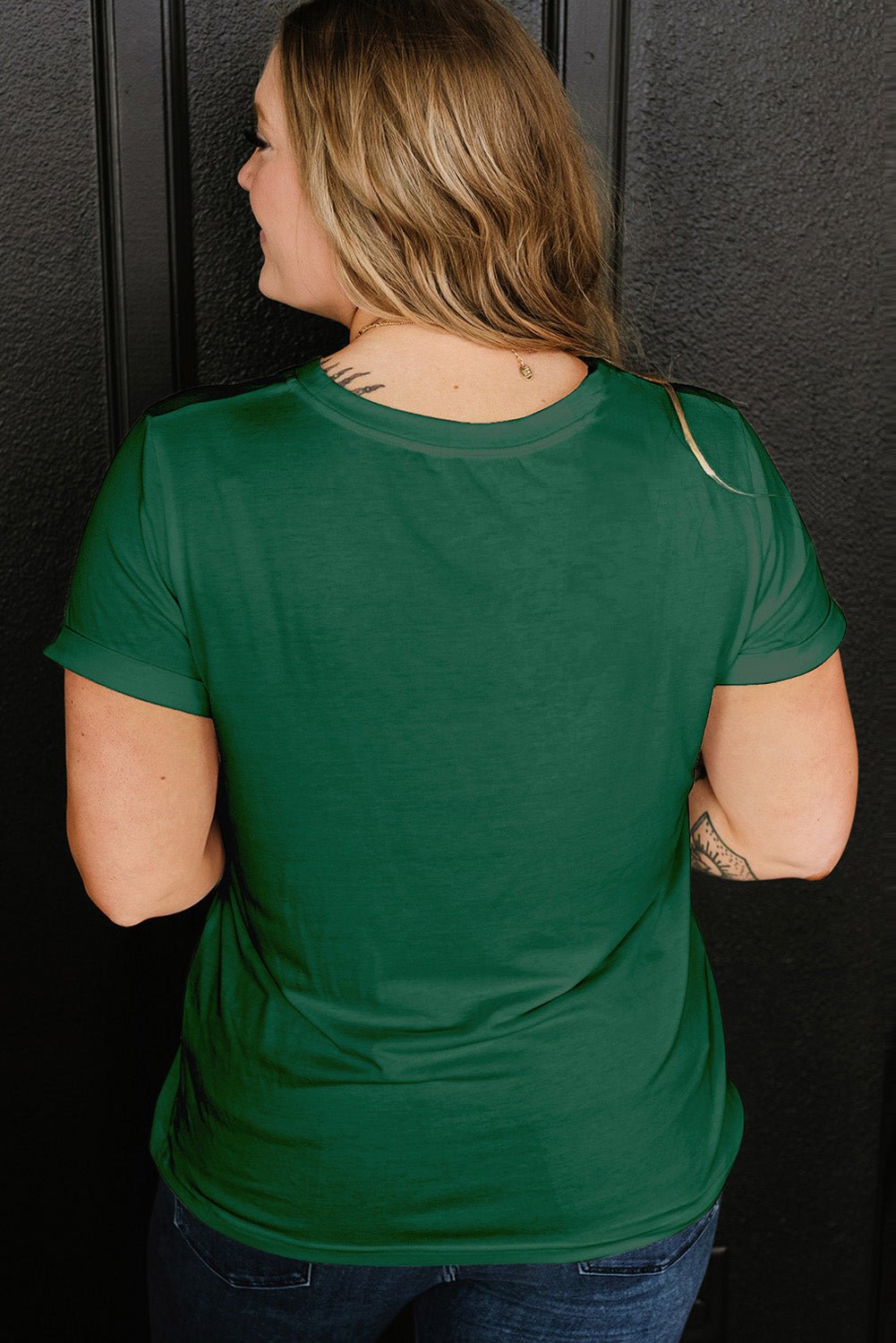 Plus Size Solid Rolled Short Sleeve T-Shirt - Rooted & Reckless Co.