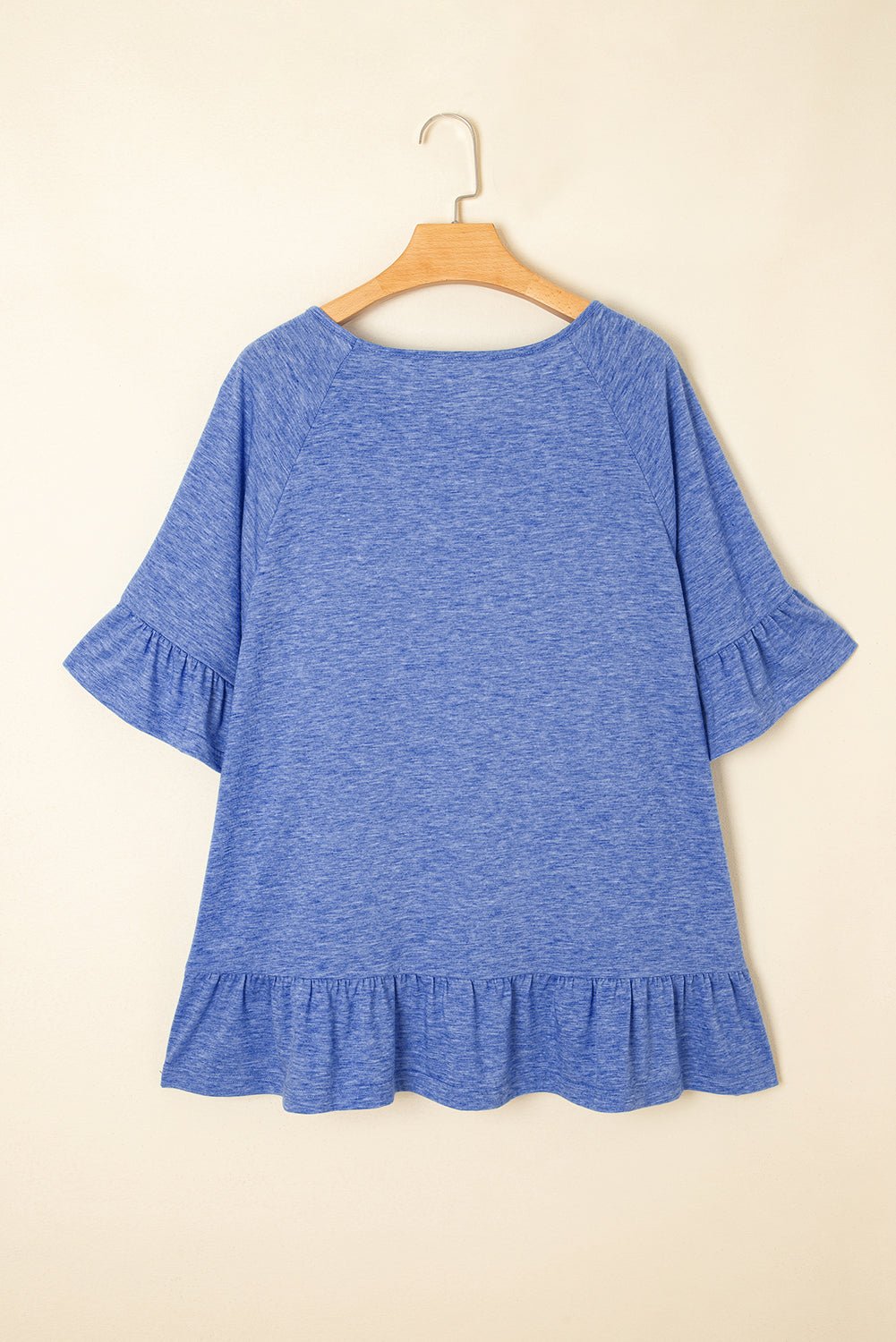 Plus Size Solid Ruffle Short Sleeve Blouse - Rooted & Reckless Co.